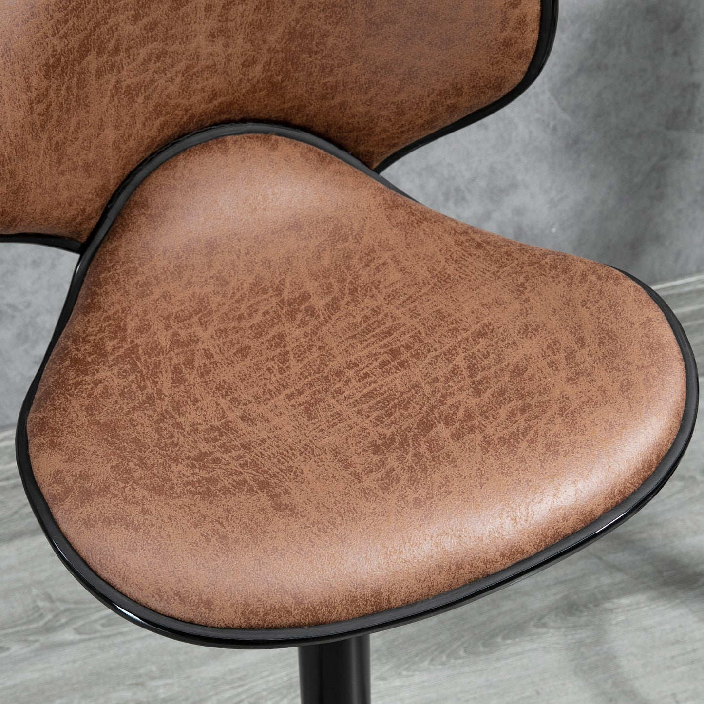 HOMCOM Vintage Set of 2 Microfiber Cloth Adjustable Bar Height Stools with Swivel Seat, Brown