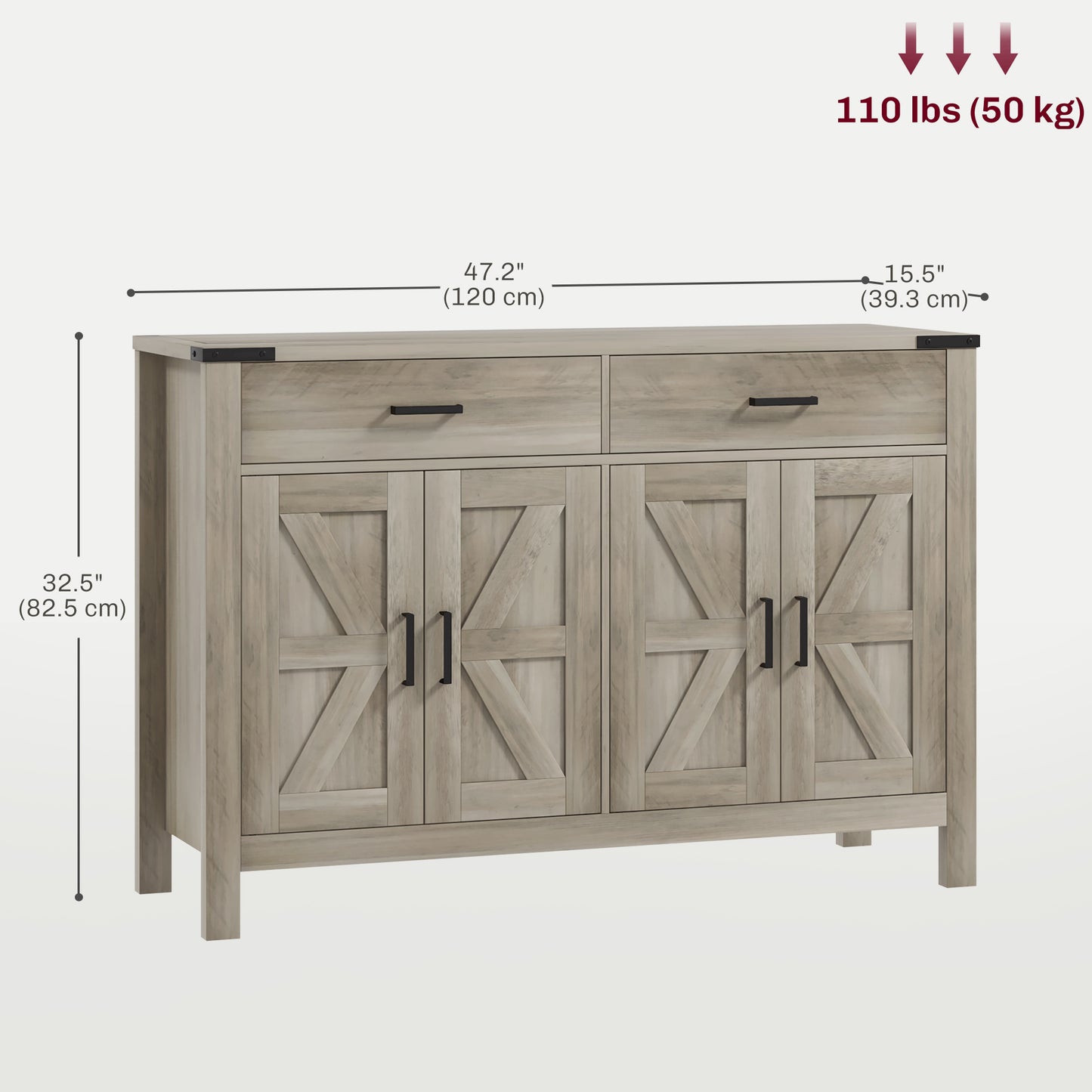 HOMCOM Farmhouse Buffet Cabinet Sideboard with 1 Drawer, 1 Storage Cabinet and Adjustable Shelf, White