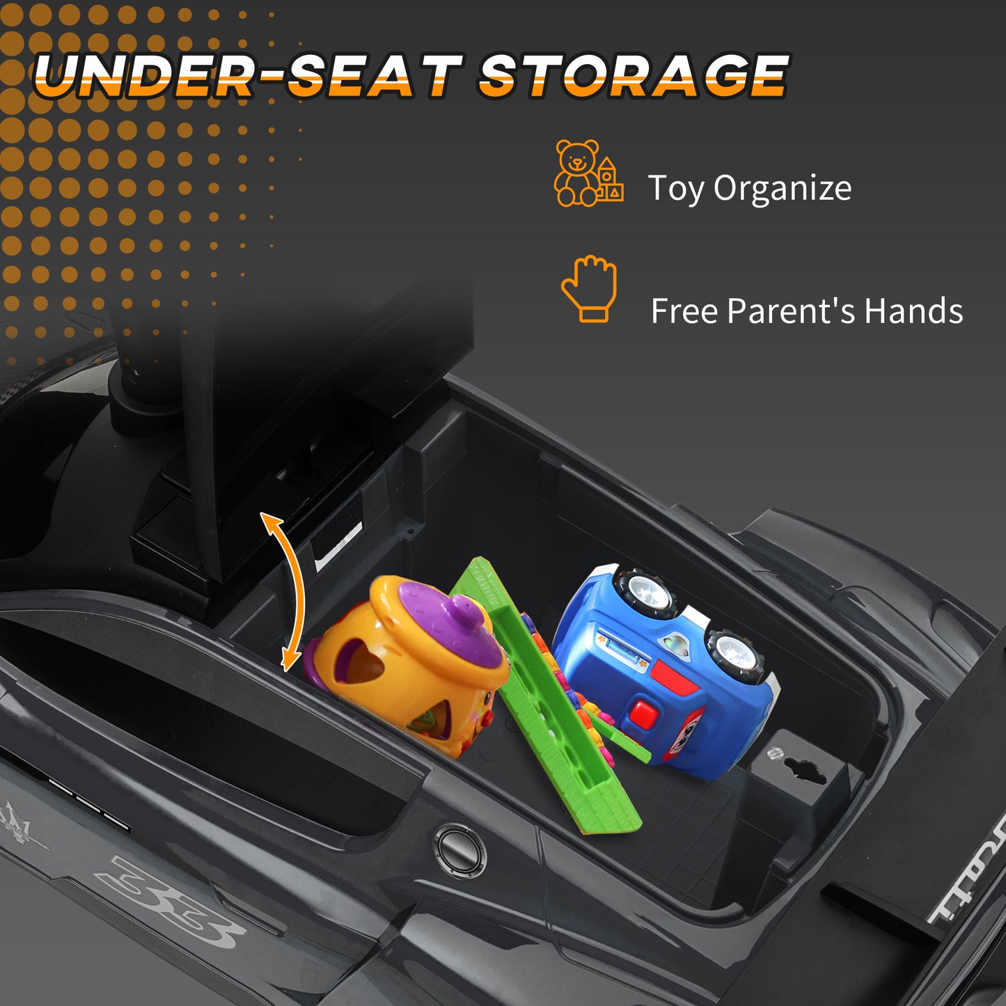 Qaba Licensed Maserati GT2 Baby Sliding Car with Storage, Music, Horn, Foot to Floor Toddler Car for 18-60 Months, Pink