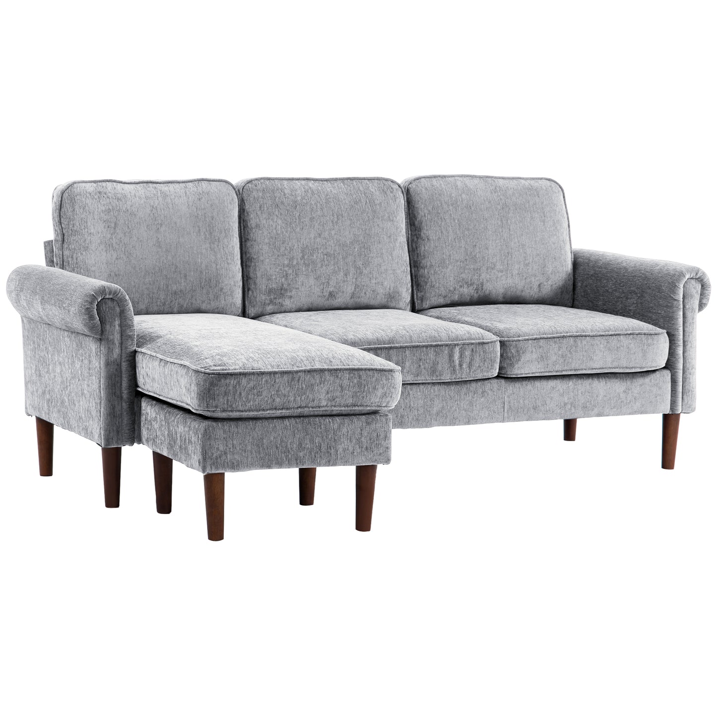 HOMCOM L Shape Sofa, Modern Sectional Couch with Changeable Chaise Lounge, Wooden Legs, Corner Sofa for Living Room, Dark Blue