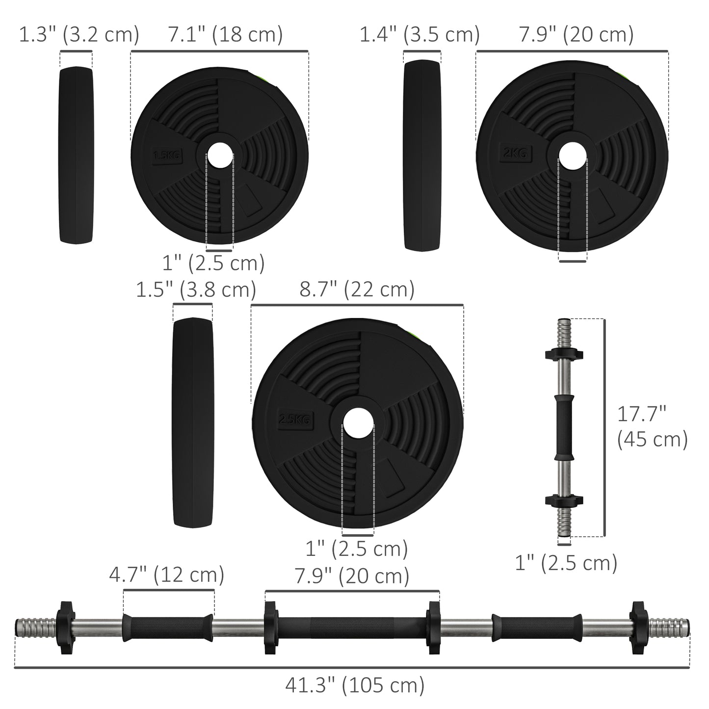 Soozier 55LBS 2-in-1 Adjustable Barbell & Dumbbells Set, Weights Set with Non-slip Handles for Men and Women Home Gym Training