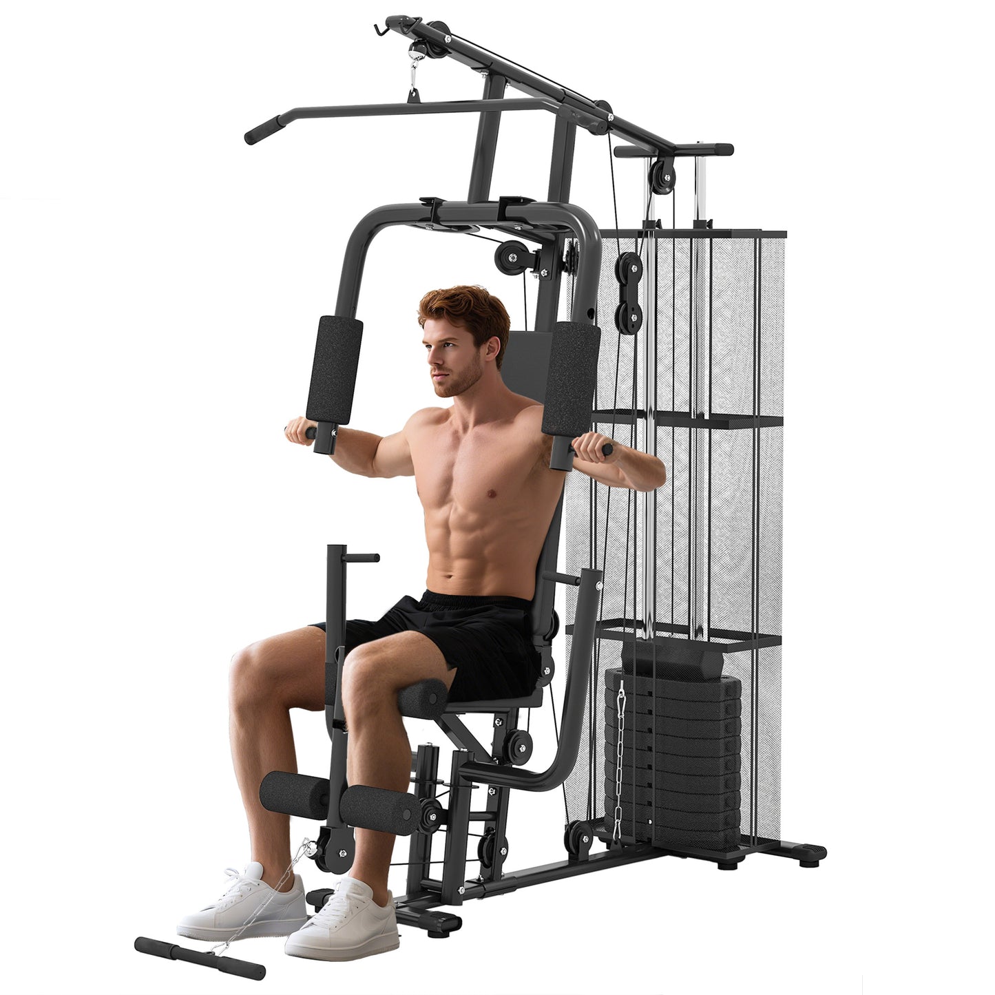Soozier Multi-Exercise Home Gym Station with 99lbs Weight Stack, for Full Body Workout