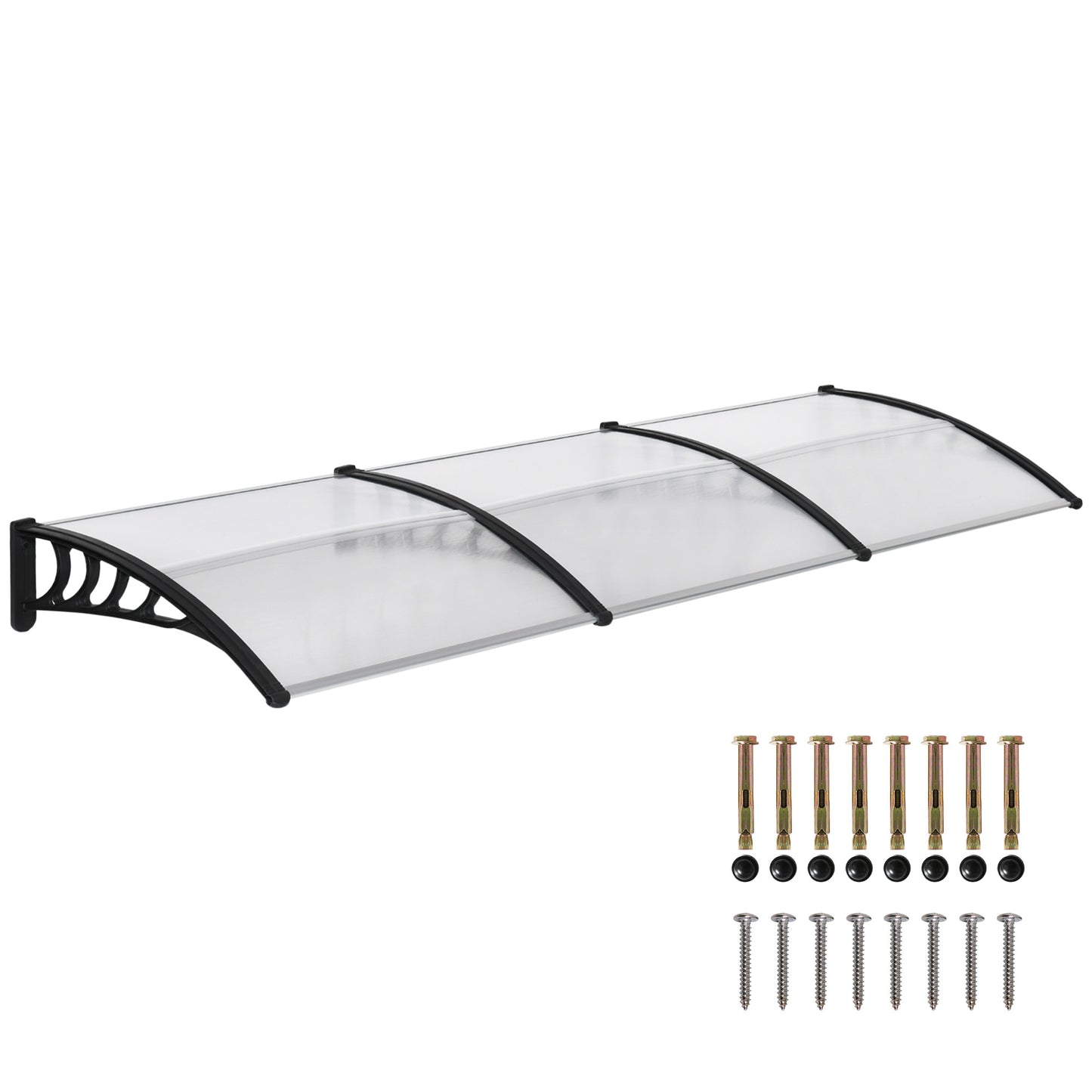 Outsunny Window Awning Door Canopy, Polycarbonate Front Door Outdoor Patio Cover, Sun Shelter, Hollow Sheet for UV, Rain, Snow and Sunlight Protection, Brown, 40" x 80"