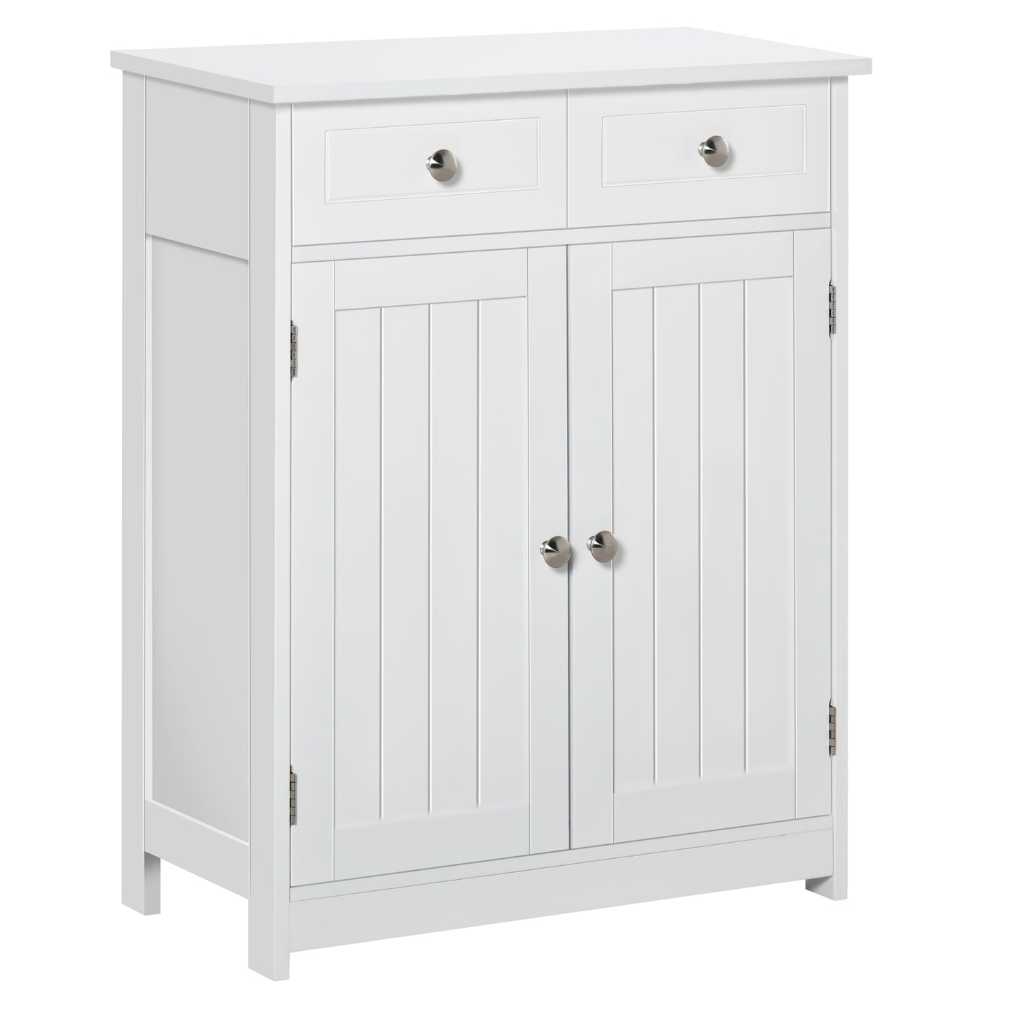 kleankin Freestanding Bathroom Floor Cabinet, Organizer Floor Tower with 2 Door, 2 Drawers, Adjustable Shelf, Grey