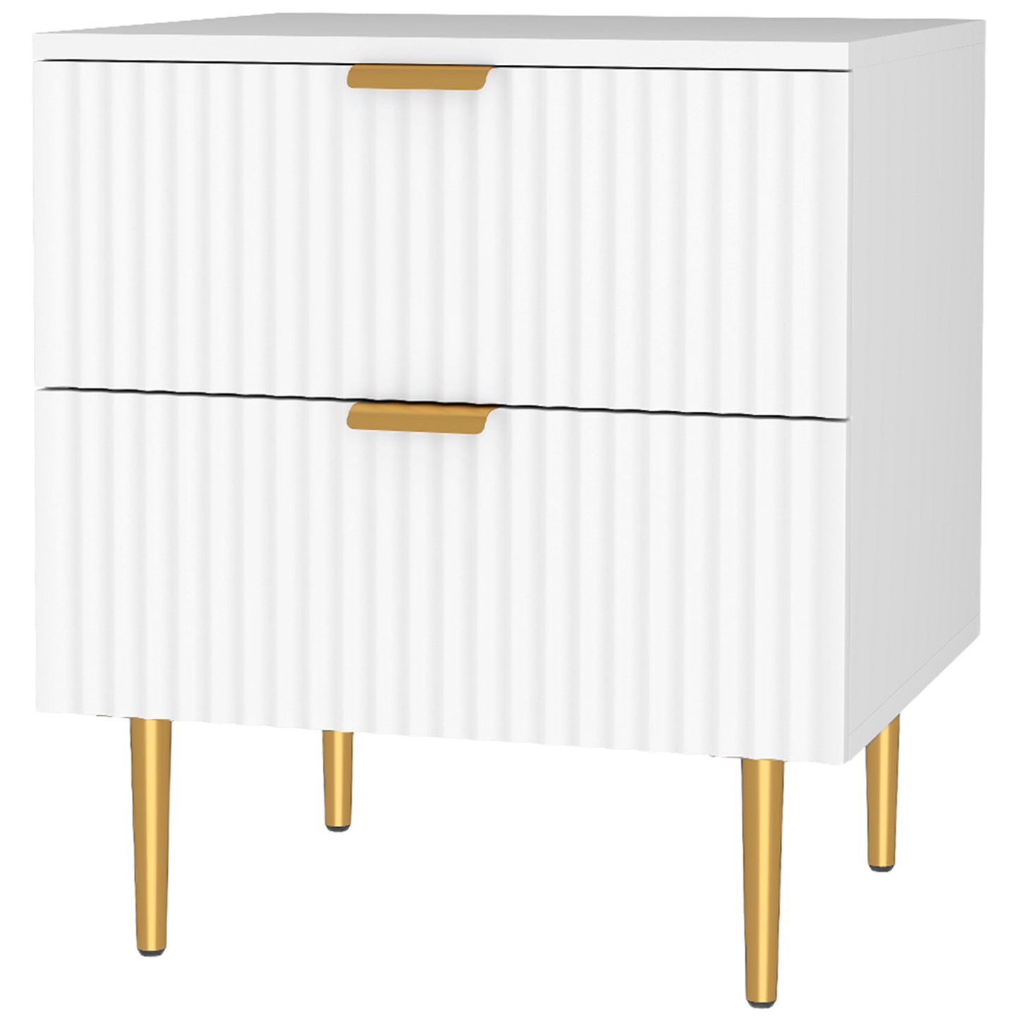 HOMCOM Bedside Table, Modern Nightstand with 2 Drawers, Side End Table with Metal Legs for Living Room, Bedroom, Black