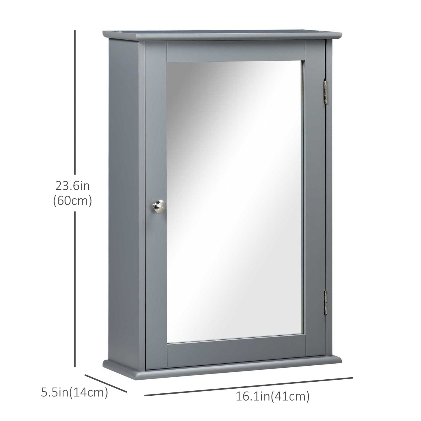 kleankin Bathroom Mirror Cabinet, Wall Mounted Medicine Cabinet with Door and Shelves, White