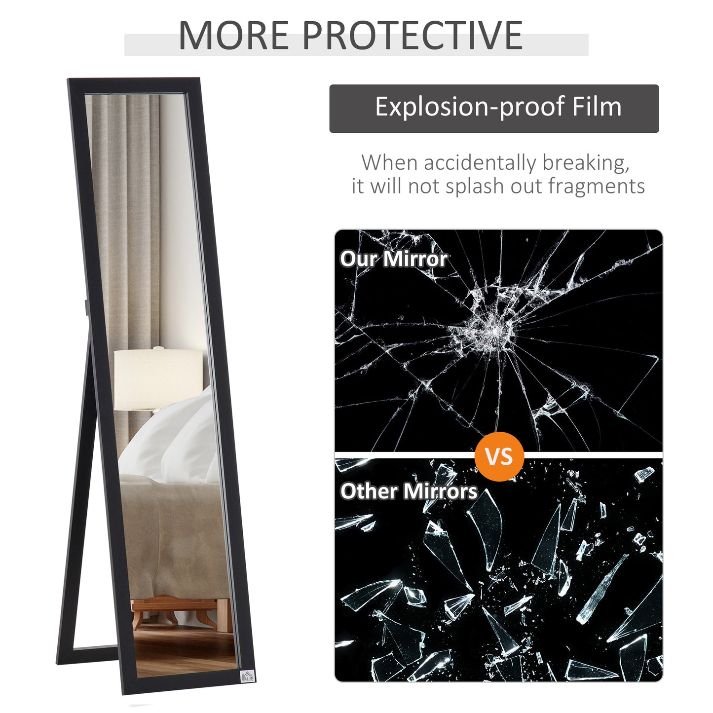 HOMCOM Full Length Mirror for Bedroom, Free Standing Dressing Mirror, Wall Mirror for Living Room, 15" x 61"