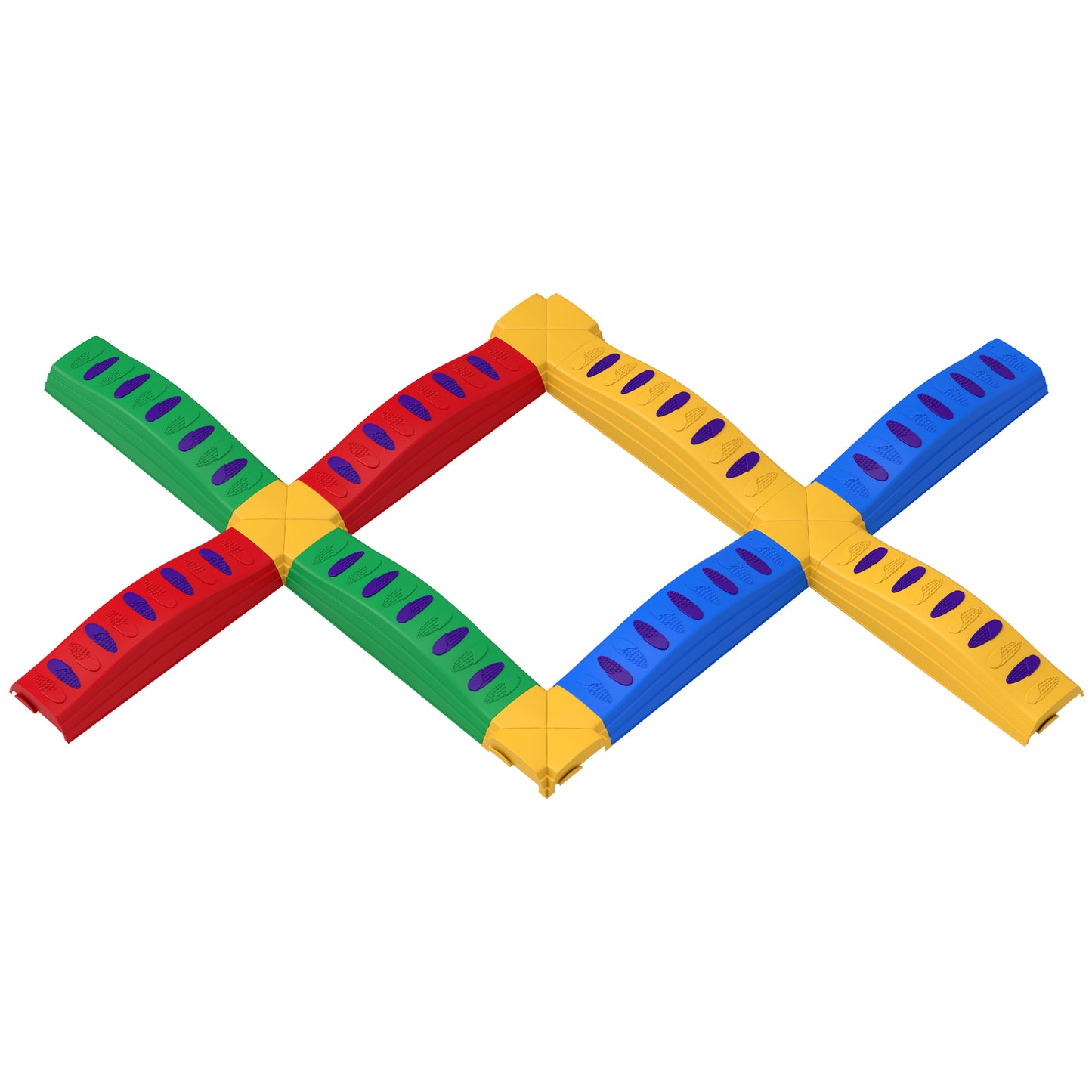 Outsunny 8pcs Balance Beam for Kids, 4 Sensory Pads and 4 Beams with Non-slip Surface & Bottom, Stackable Stepping Stones Kids for Boys Girls 3-6 Years, Multicoloured