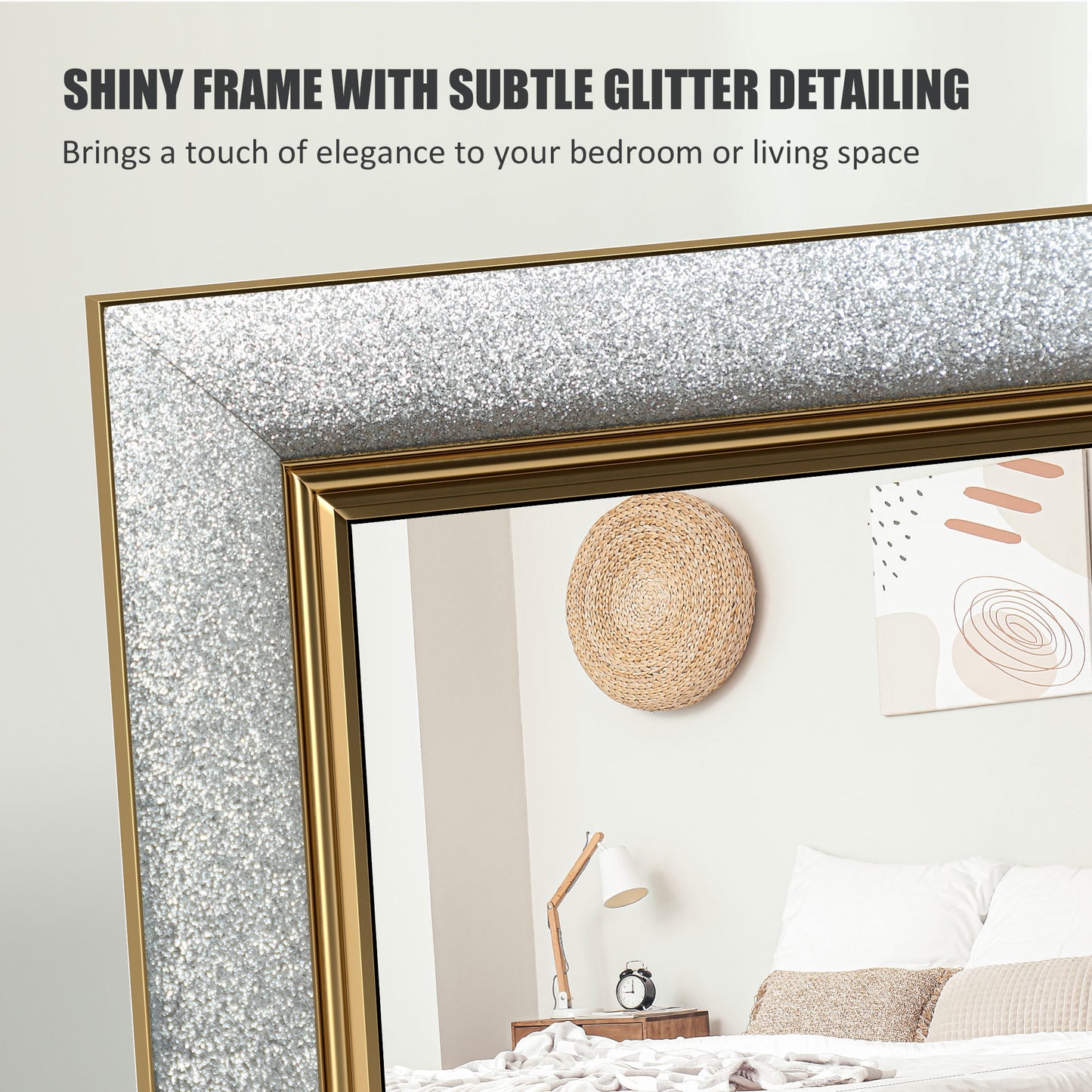 HOMCOM Floor Standing Mirror, Full Body Mirror, Free Standing, Leaning or Wall Mirror with Frame for Bedroom, Grey