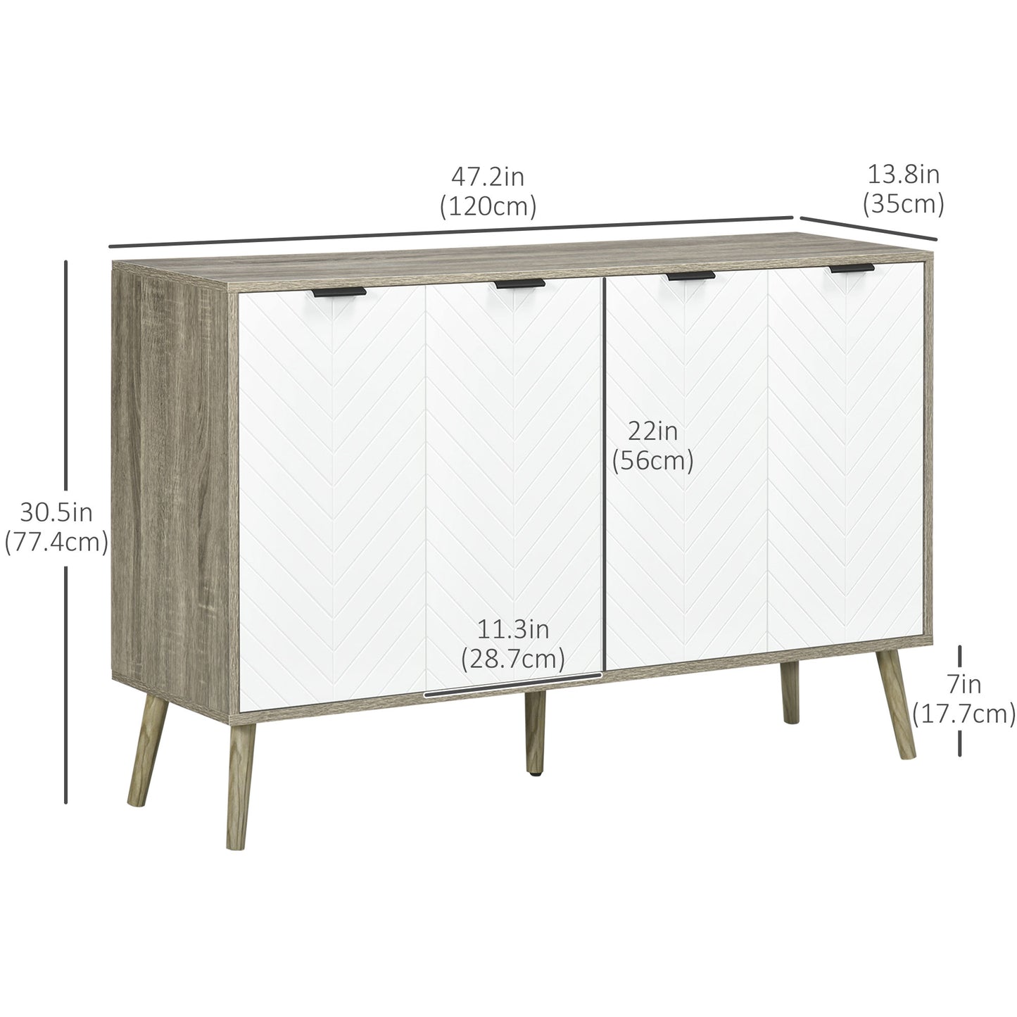 HOMCOM Modern Sideboard and Buffet, Dining Room Cabinet with Adjustable Shelves for Kitchen, Living Room, Natural