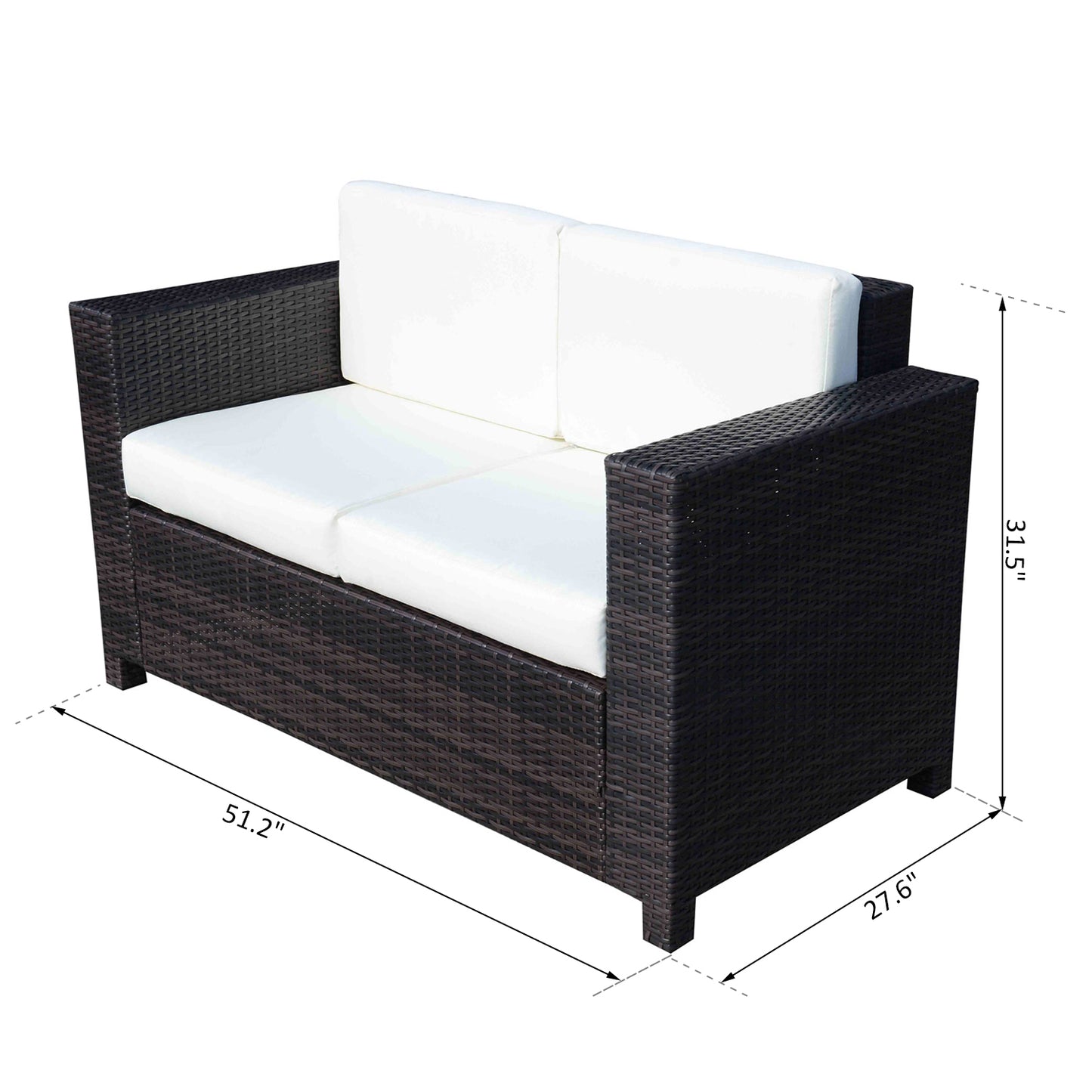 Outsunny 2 Seat Patio Loveseat Deluxe Wicker Sofa Chair Outdoor Rattan Furniture Couch All Weather with Cushion for Balcony, Deck, Garden and Poolside, Grey
