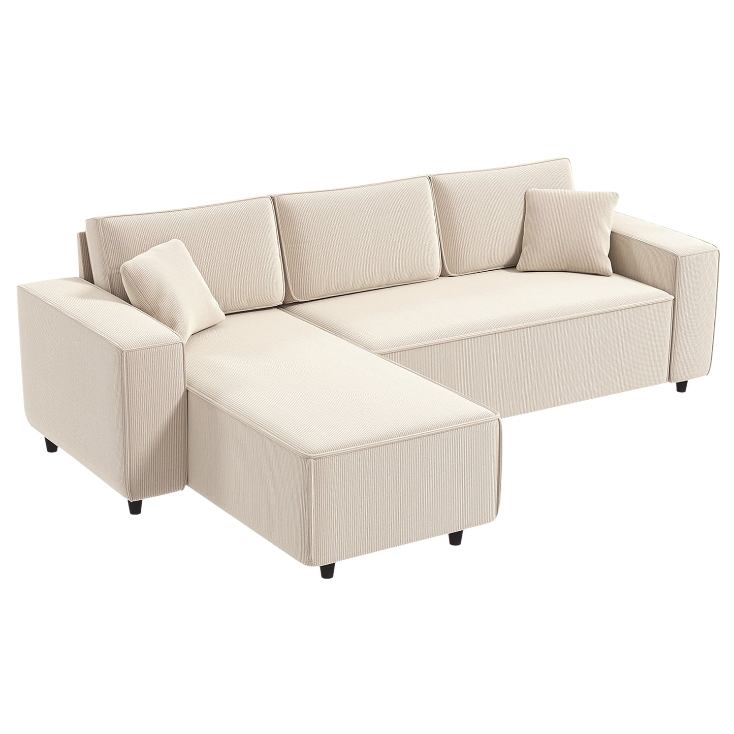 HOMCOM U Shape Couch with Double Chaise Lounge, Modern 4 Seater Sofa with Wooden Legs, Fabric Sofa for Living Room, Dark Grey