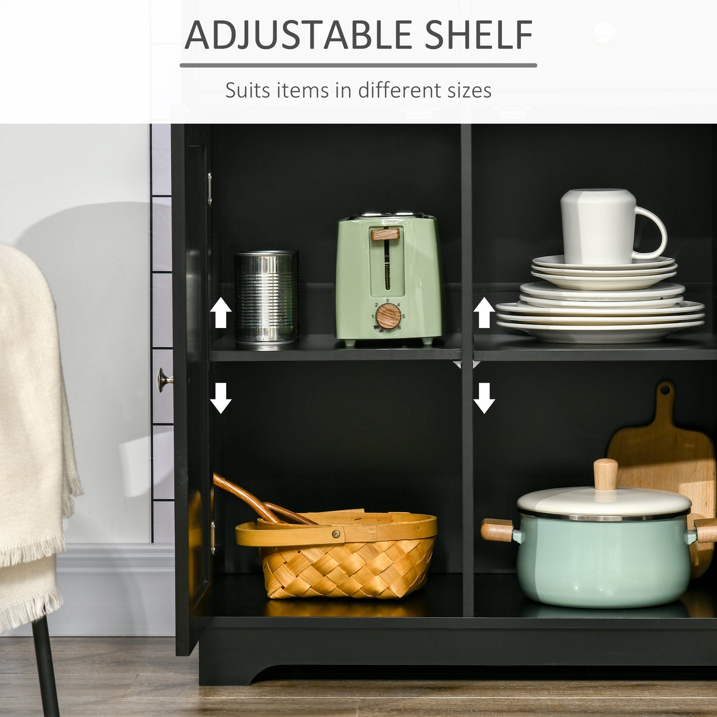 HOMCOM Modern Sideboard, Buffet Cabinet with Storage Cabinets, Drawers and Adjustable Shelves for Living Room, White