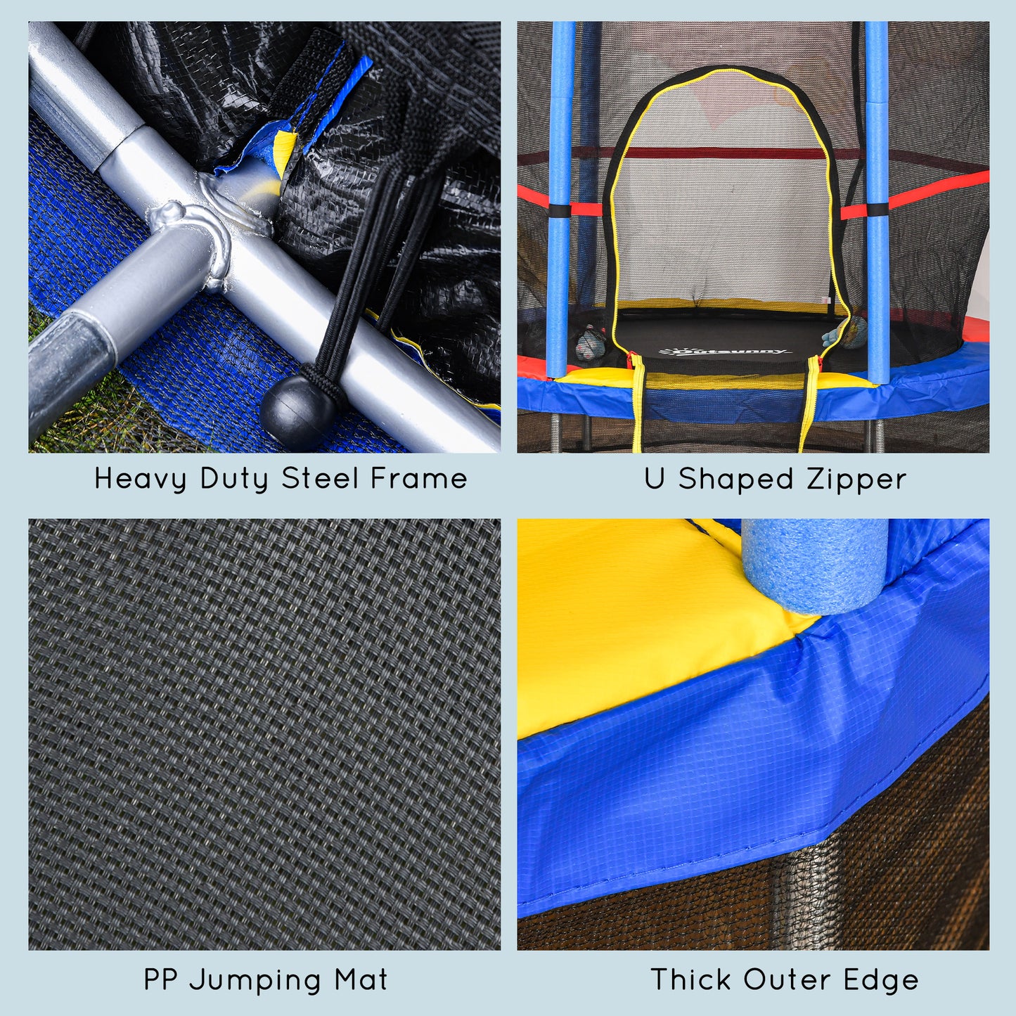 Outsunny 55" Kids Trampoline with Enclosure Net for Indoor/Outdoor, Trampoline for Boys and Girls Age 3-6 Years, Blue