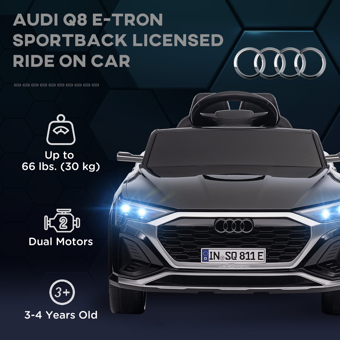 Qaba 12V Battery Powered Kids Electric Car, Audi Q8 etron Sportback Licensed Ride on Car w/ Remote Control, White