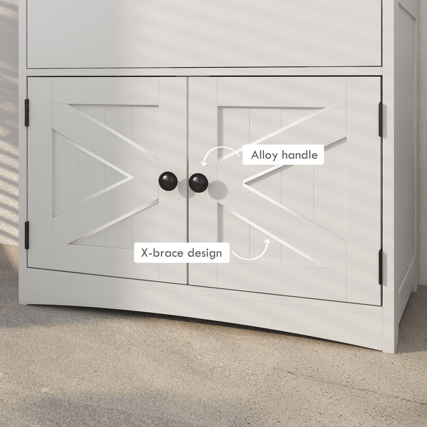 kleankin Farmhouse Bathroom Storage Cabinet, Linen Cabinet with Drawer and Shelves, 23.5" x 13" x 48.5", White