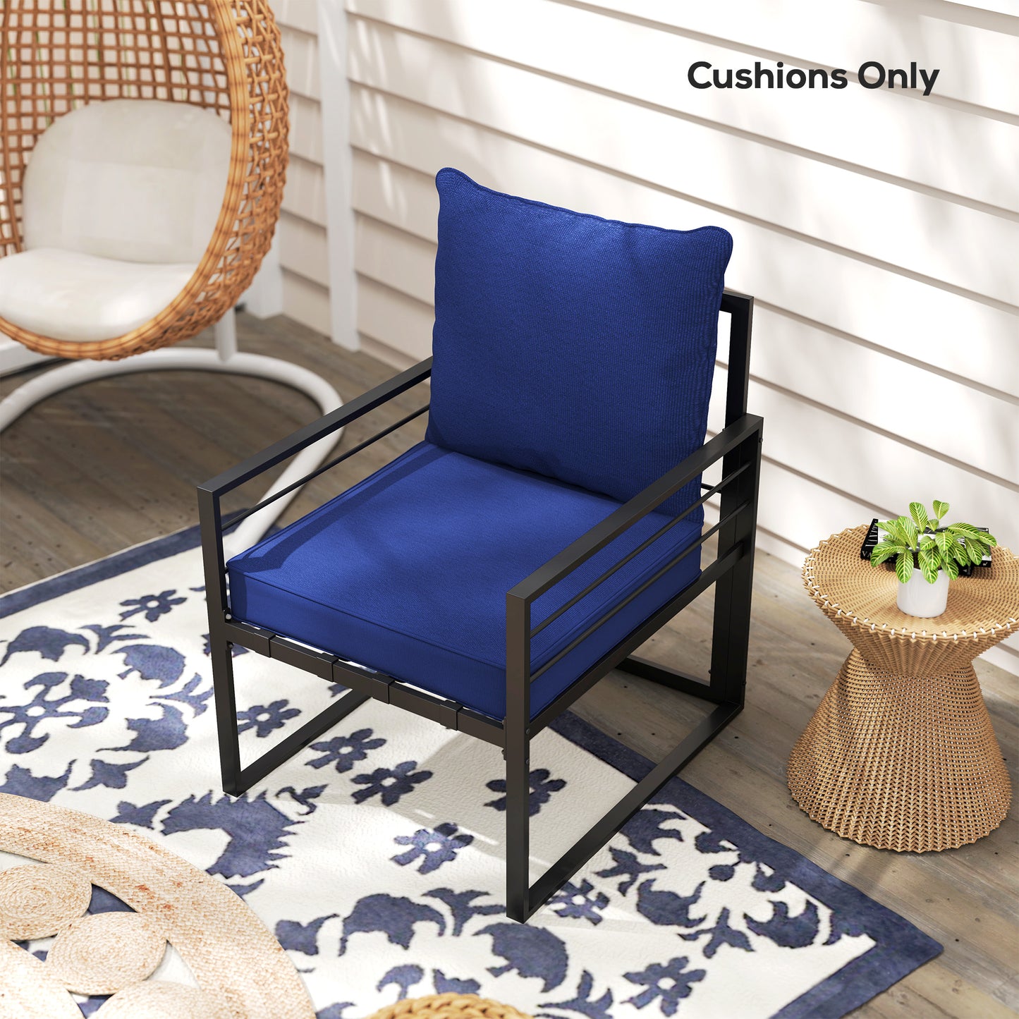 Outsunny Patio Chair Cushions, Thick Deep Seat Outdoor Seat Cushion with Back Cushion, Beige