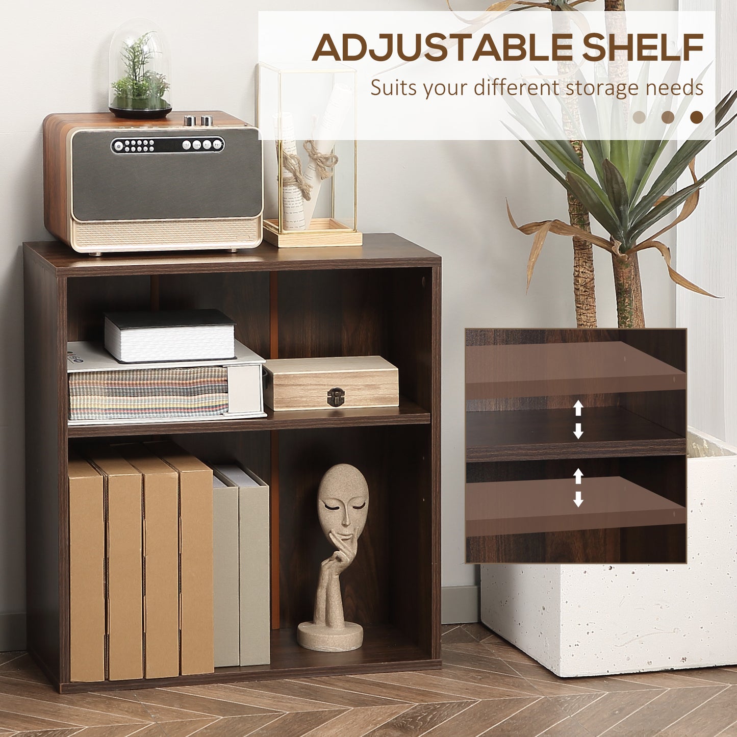 HOMCOM 5-Tier Bookcase, Storage Bookshelf, Display Shelves with Adjustable Shelves for Living Room, Home Office, Nature Wood