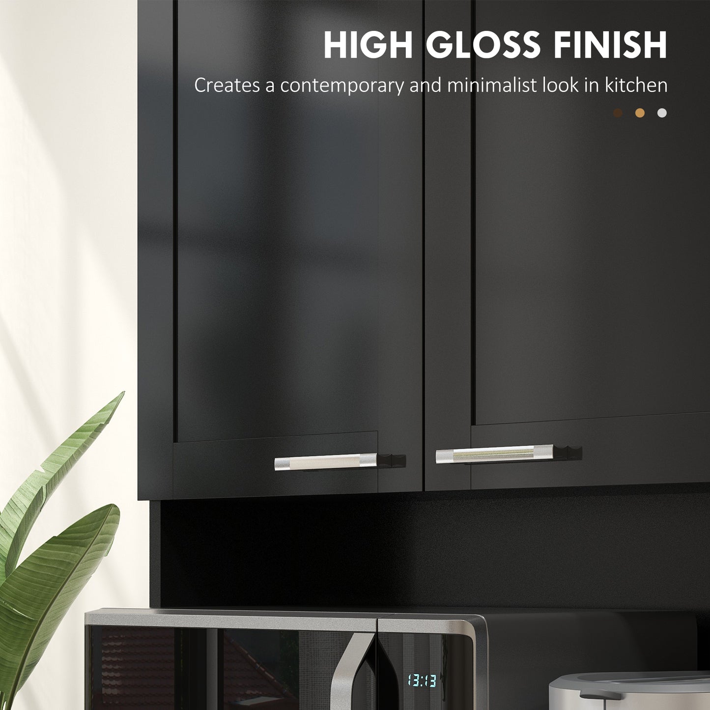HOMCOM 71" Kitchen Pantry Cabinet, Storage Buffet with Hutch, Adjustable Shelves for Living Room, High Gloss White