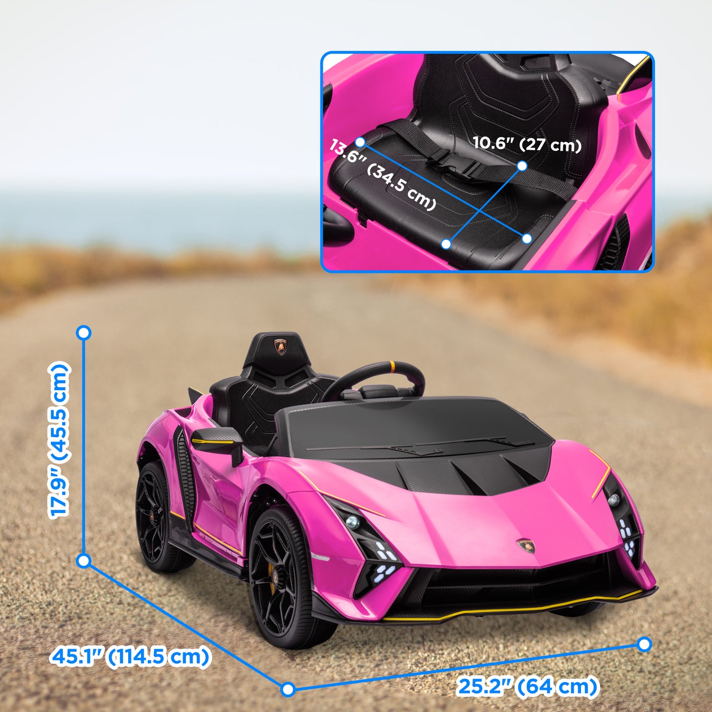 Qaba 12V Lamborghini Autentica Licensed Kids Car with Remote Control, 4 Wheels Spring Suspension, Soft Start, Red