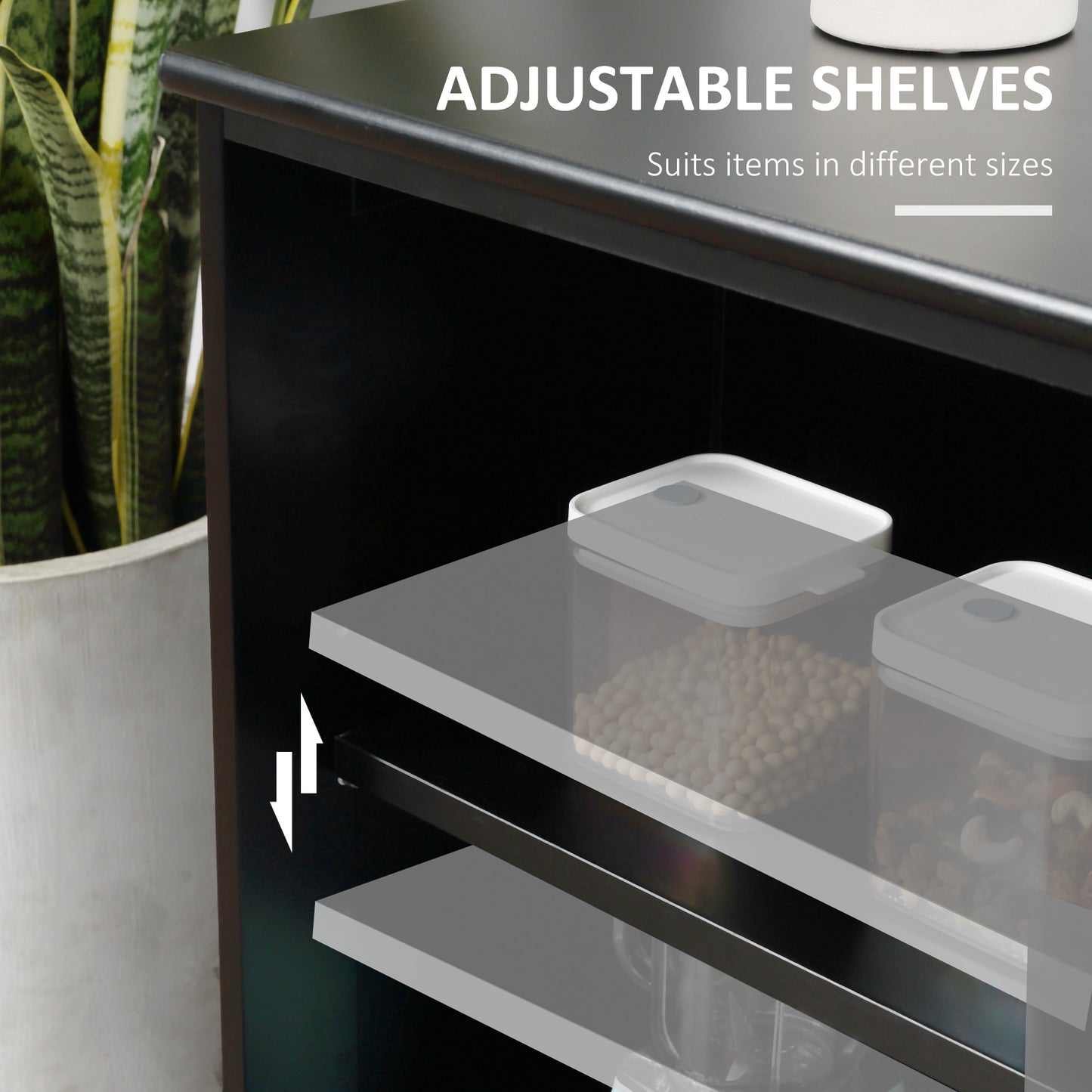 HOMCOM Kitchen Sideboard, Stackable Storage Cabinet, Sliding Glass Door Console, Serving Buffet for Kitchen & Dining Room