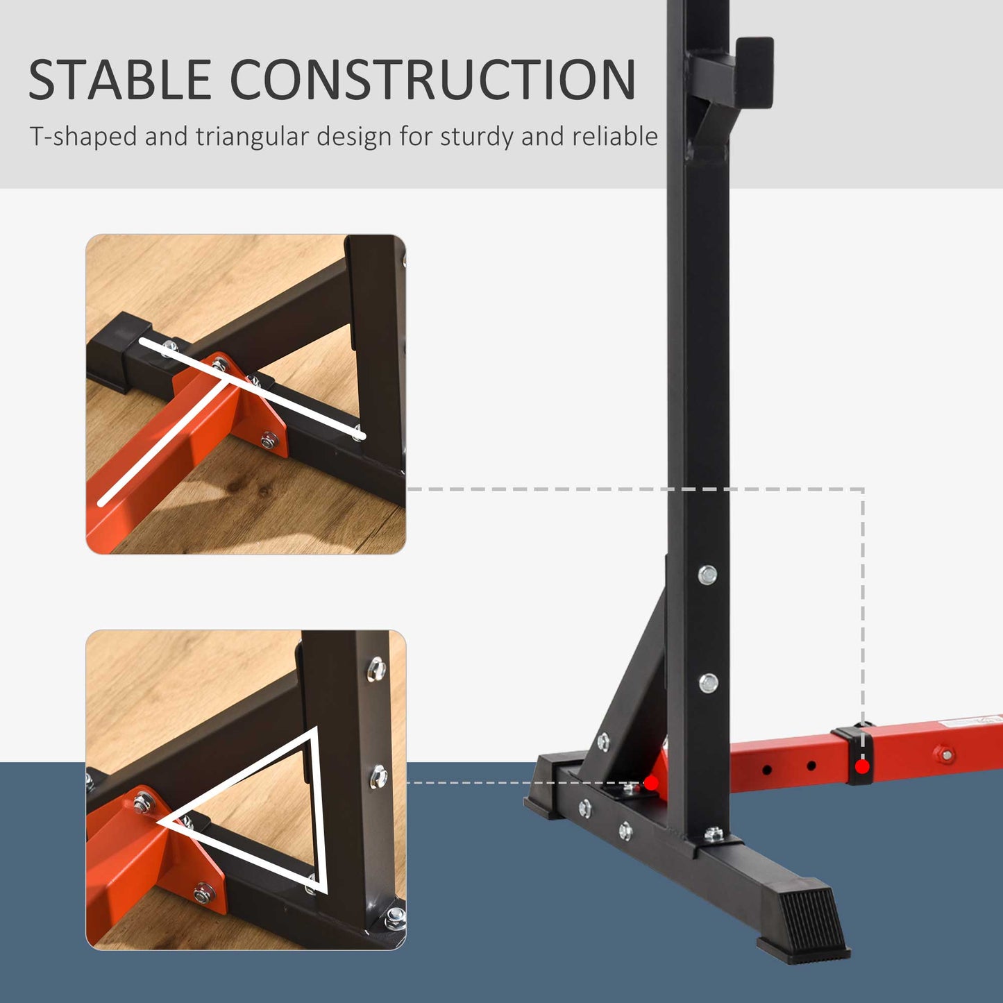 Soozier 2-Piece Barbell Rack, 53.5"-69.3" Height Adjustable Squat Rack Bench Press Rack, 440LBS Capacity