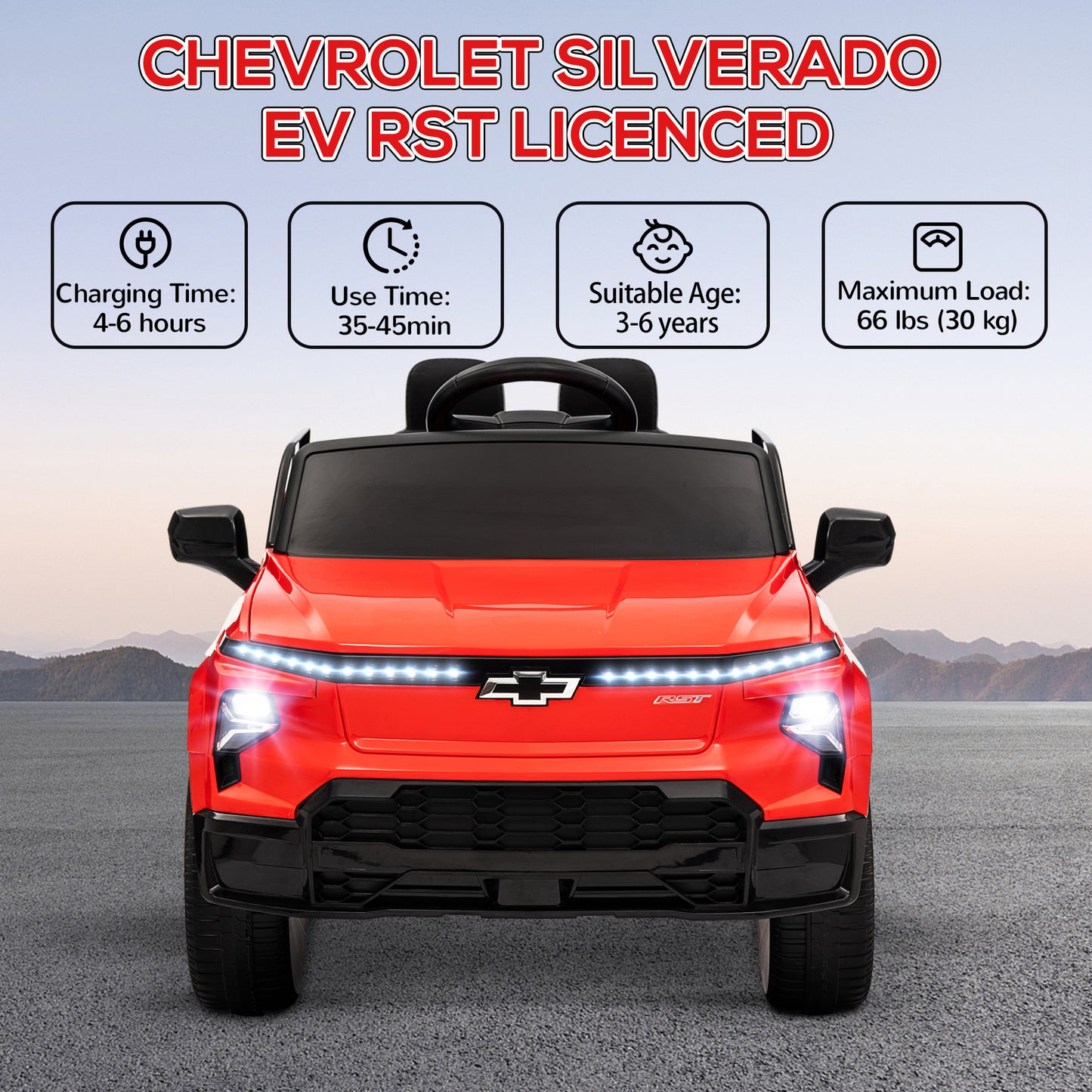 Qaba 12V CHEVROLET SILVERADO EV RST Licensed Kids Car w/ Remote, Spring Suspension, Soft Start, Training Wheels, Black