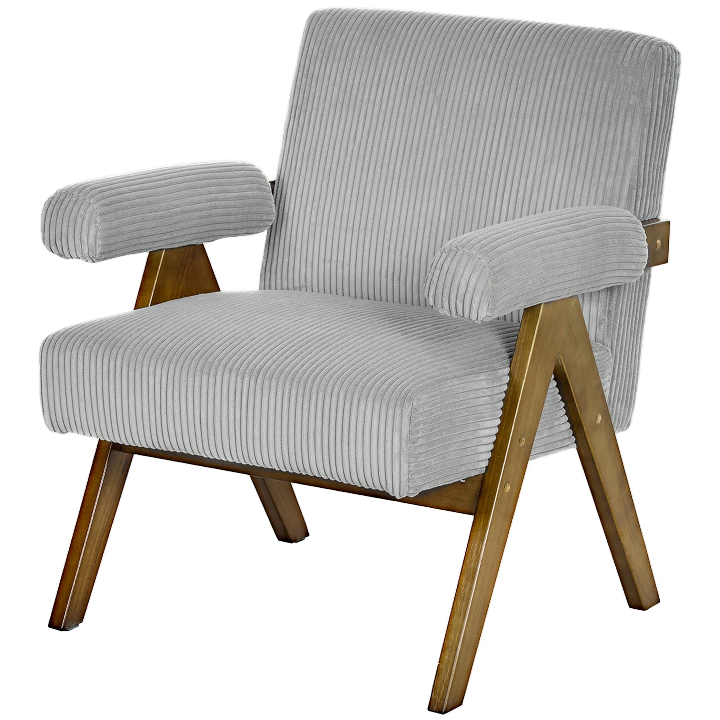 HOMCOM Corduroy Accent Chair Armchair with Wide Seat and Soft Padded Armrests for Reading, Bedroom, Dark Grey