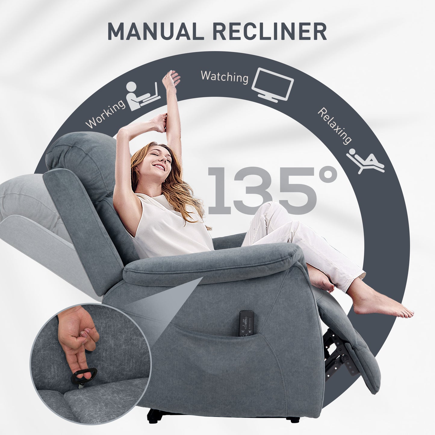 HOMCOM Manual Recliner Chair with Vibration Massage & Side Pockets – Living Room Recliner