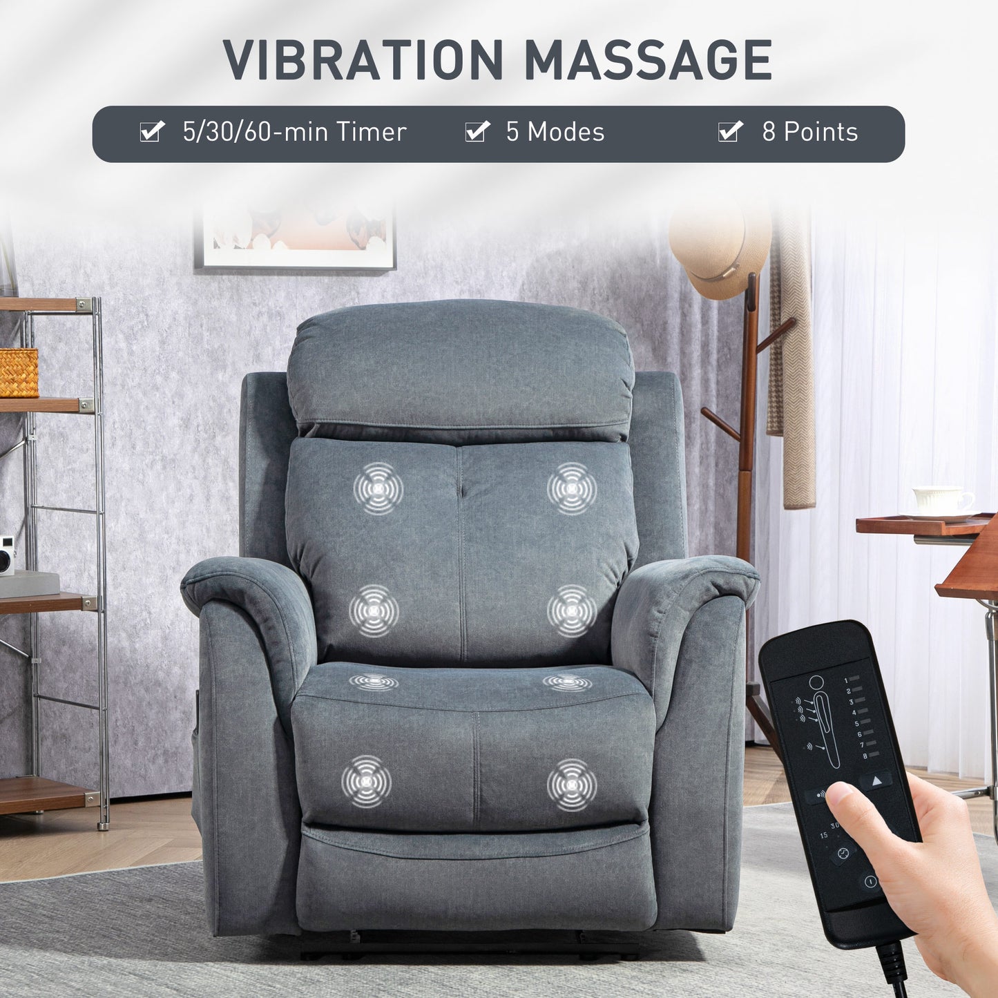 HOMCOM Manual Recliner Chair with Vibration Massage & Side Pockets – Living Room Recliner
