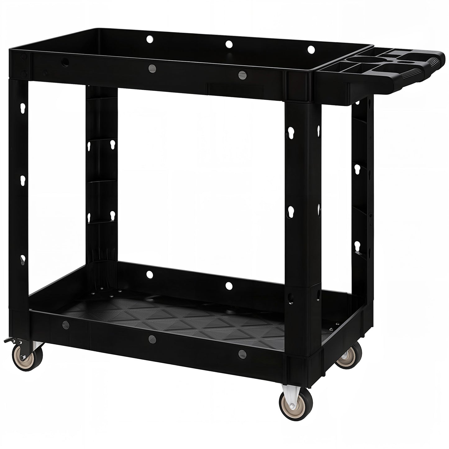 HOMCOM 3-Tier Collapsible Tool Cart with Wheels, 150 LBS Capacity Folding Utility Cart with Handles for Garage Workshop, Black