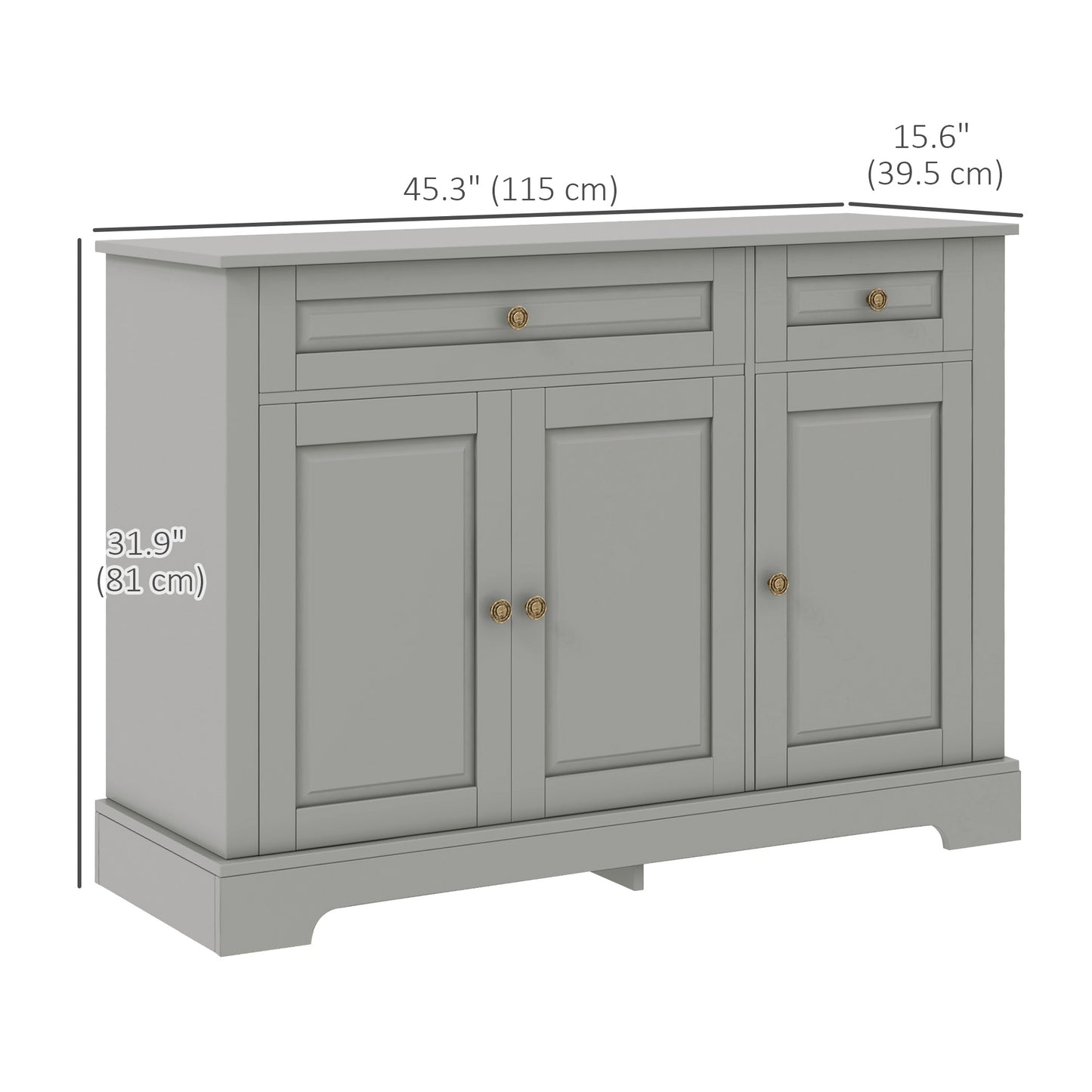 HOMCOM Modern Sideboard Cabinet, Buffet Cabinet with 2 Drawers and Adjustable Shelves, Buffets Tables for Dining Room, Black