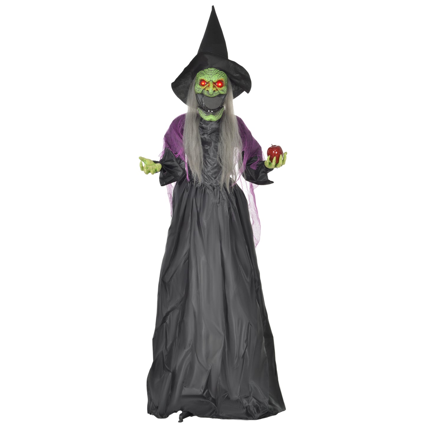 Outsunny 5.6' Life Size Clown Outdoor Halloween Decoration Animatronic, Animated Prop w/ Light Up Eyes