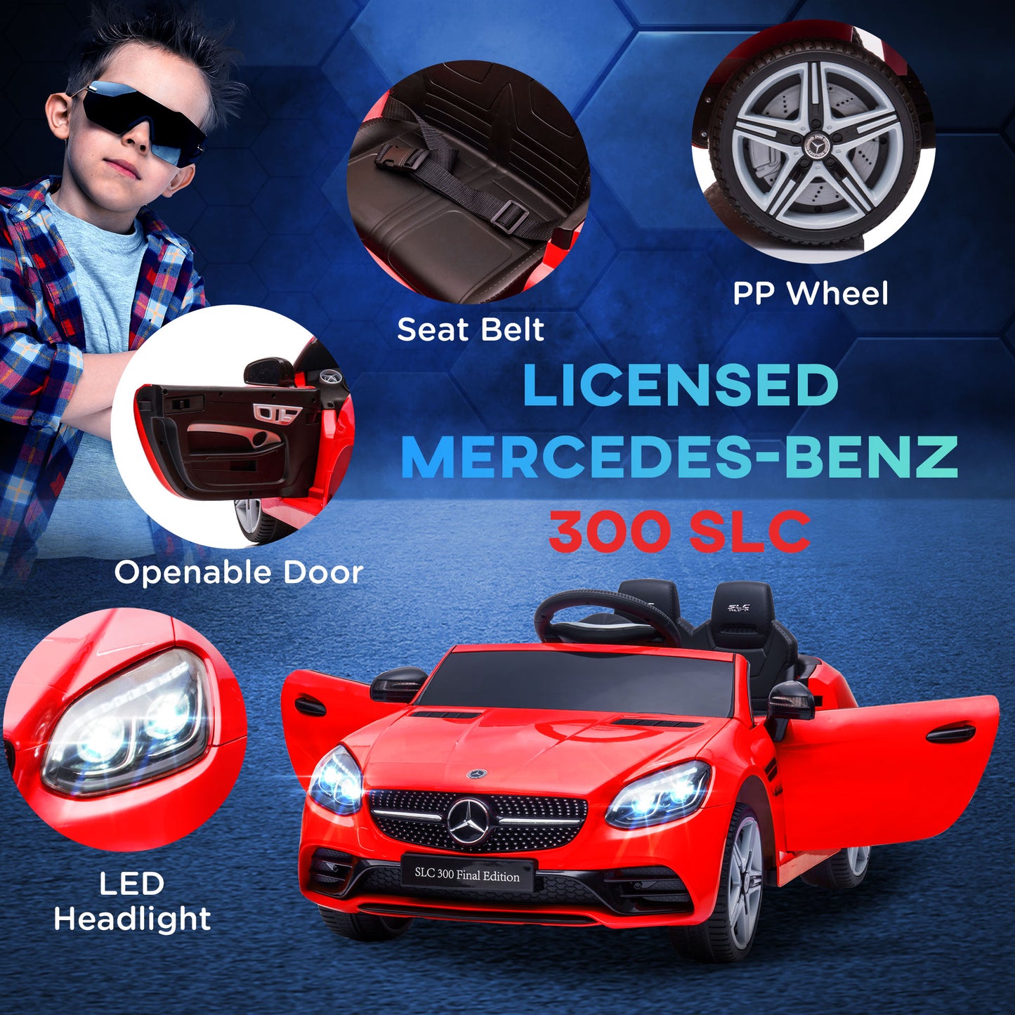 Aosom 12V Ride On Car with Parent Remote Control Two Motors Music Lights Suspension Wheels for 3-6 Years Black