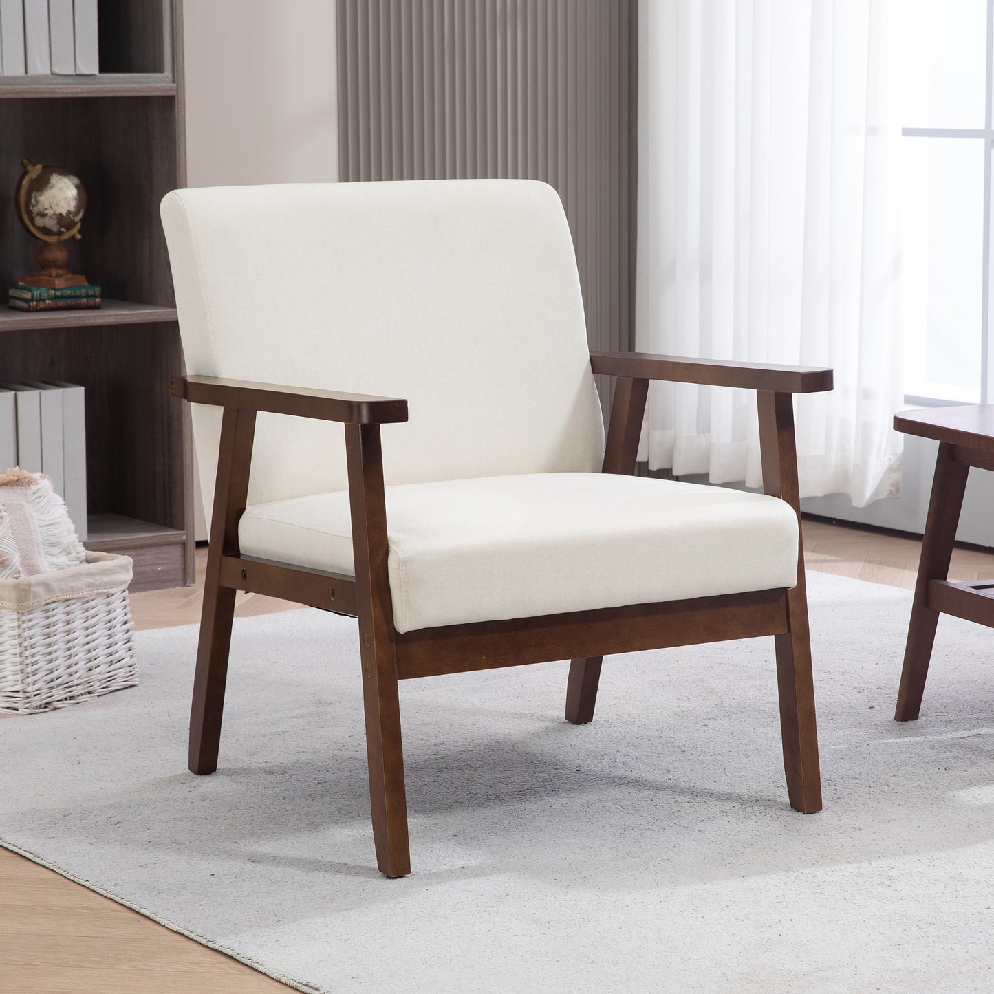 HOMCOM Modern Accent Chairs with Cushioned Seat, Upholstered Linen-Feel Armchair for Bedroom, Living Room, Dark Gray
