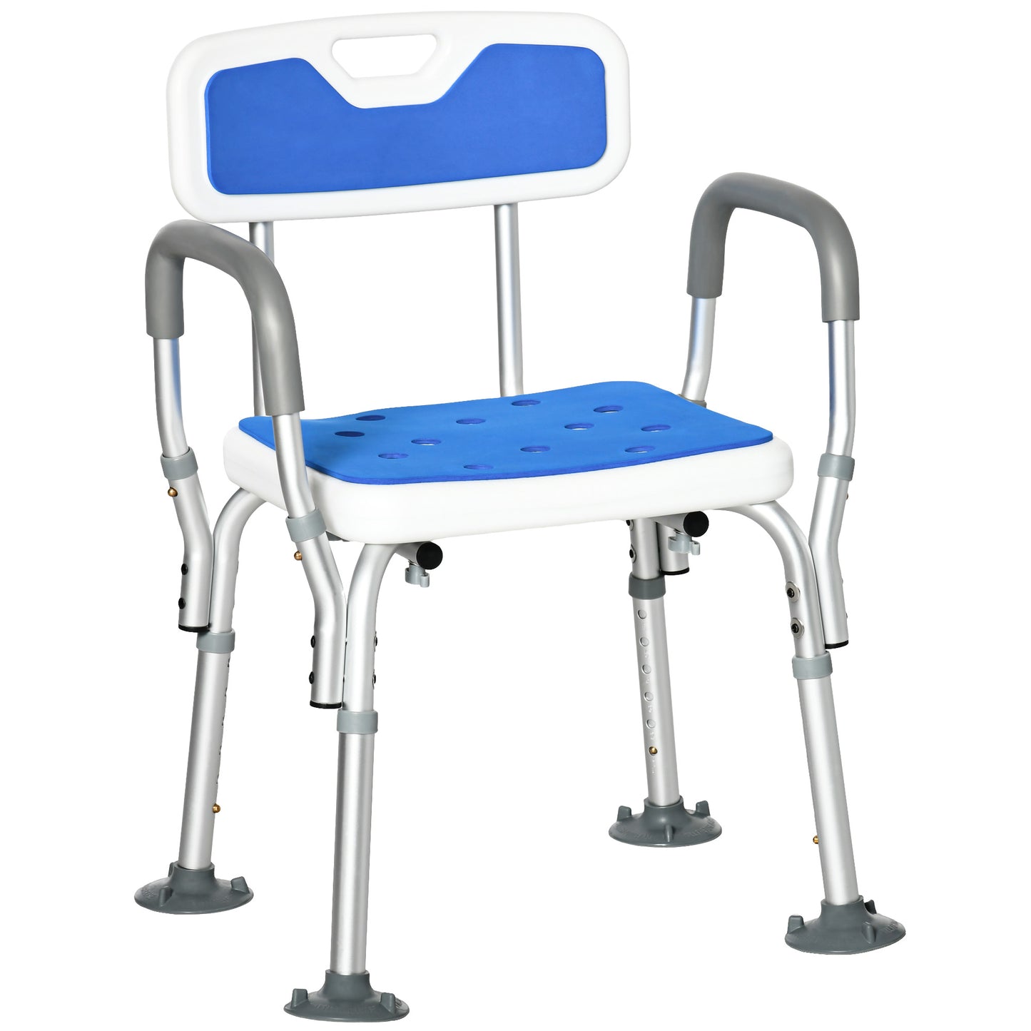 HOMCOM Bath Chair with Back, Adjustable Height Non-slip Shower Stool Bench Tool-Free Assembly Bathroom Aids, White