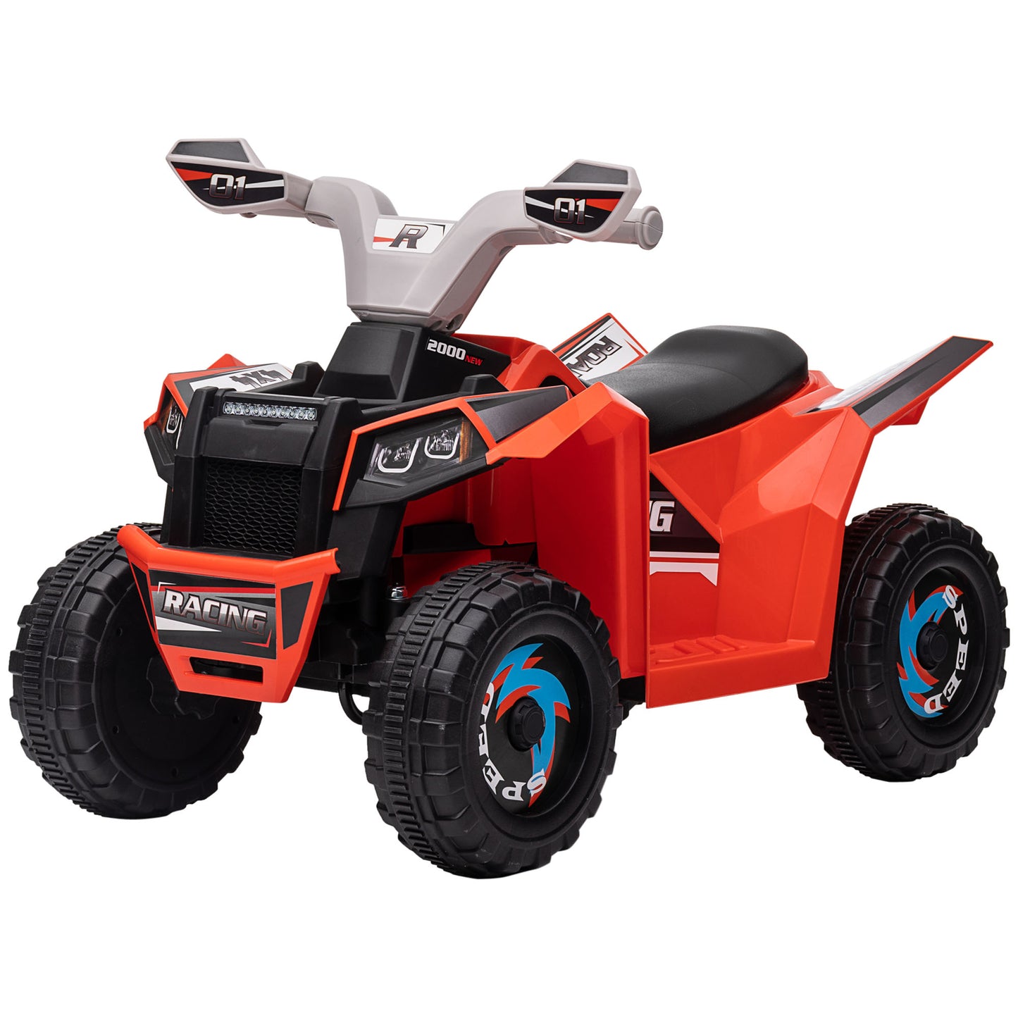 Aosom 6V Quad Kids Electric Car with Wear-resistant Wheels, for Boys and Girls Aged 18-36 Months, Red