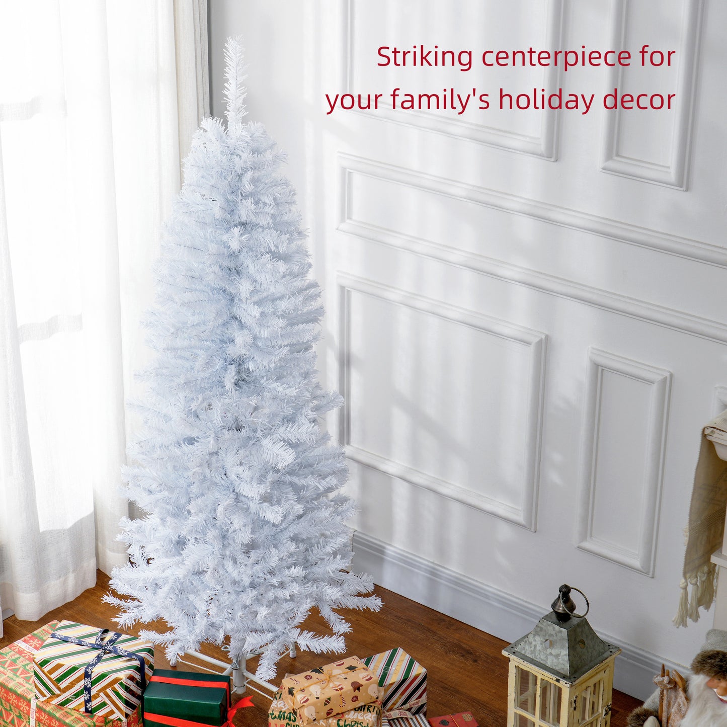 HOMCOM 4FT Artificial Christmas Tree Holiday Xmas Holiday Pencil Tree Decoration with Automatic Open for Home Party, Pink