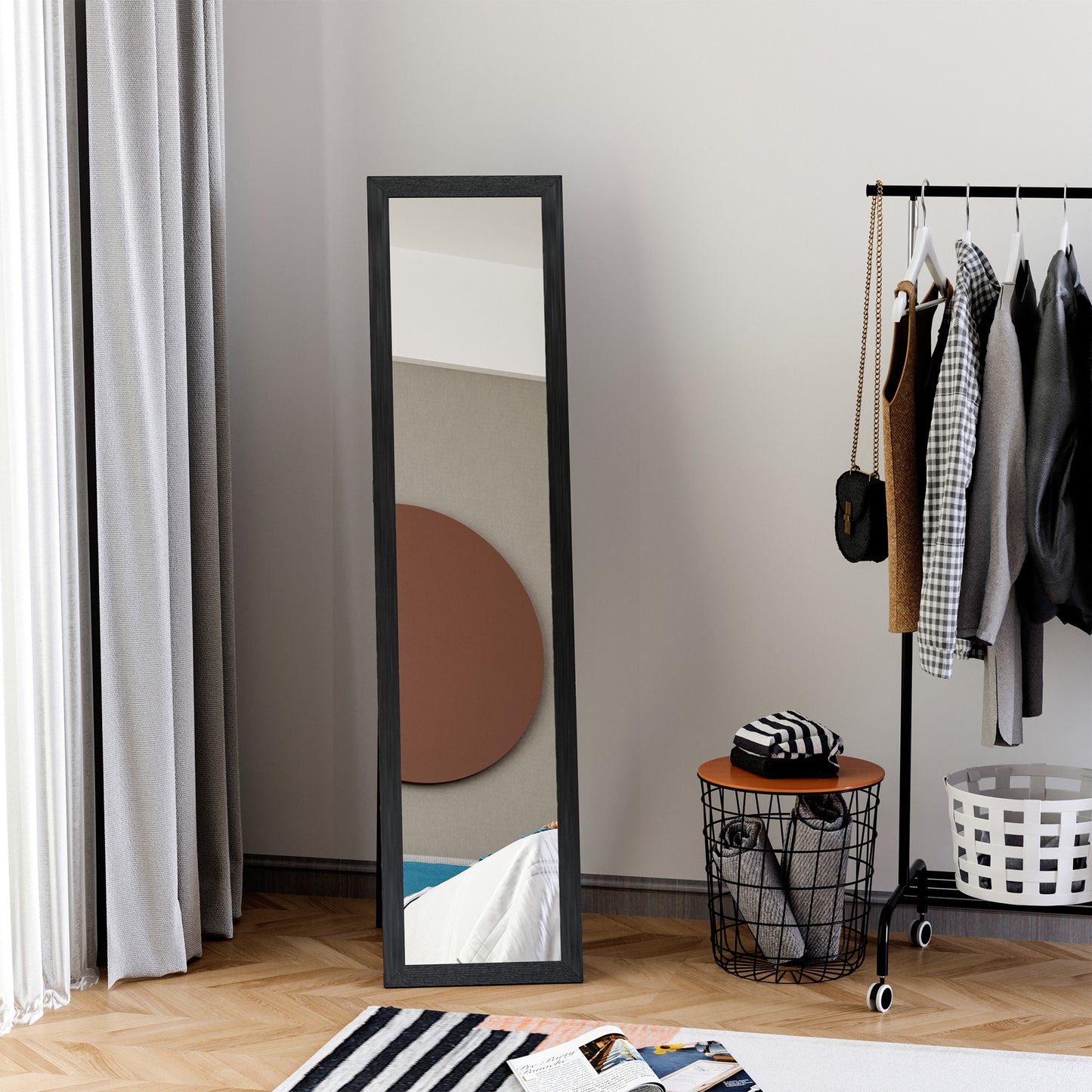 HOMCOM Full Length Mirror for Bedroom, Free Standing Dressing Mirror, Wall Mirror for Living Room, 15" x 61"