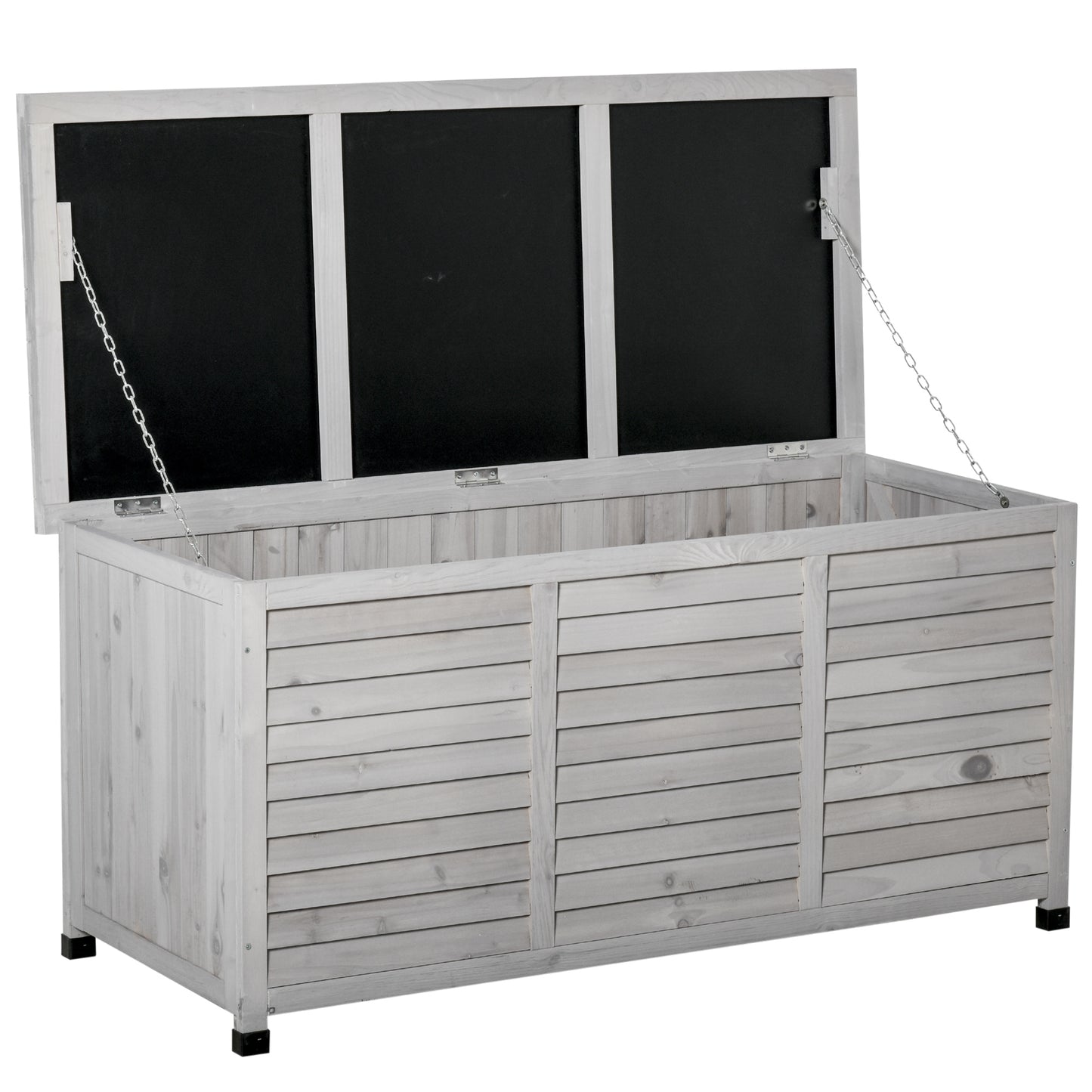 Outsunny 75 Gallon Wooden Storage Box patio Deck Box Bench, Garden Backyard Outdoor Storage Container with Aerating Gap & Weather-Fighting Finish, White