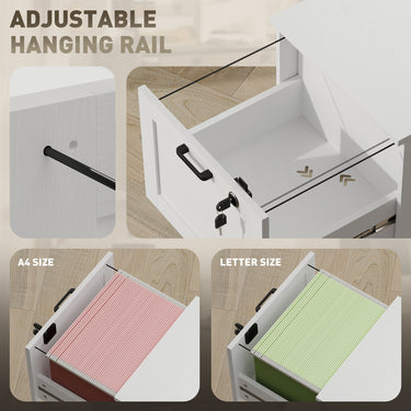 HOMCOM Vertical Filing Cabinet with 3 Drawers, Lock, File Cabinet for Home Office, A4 and Letter Size Files, White