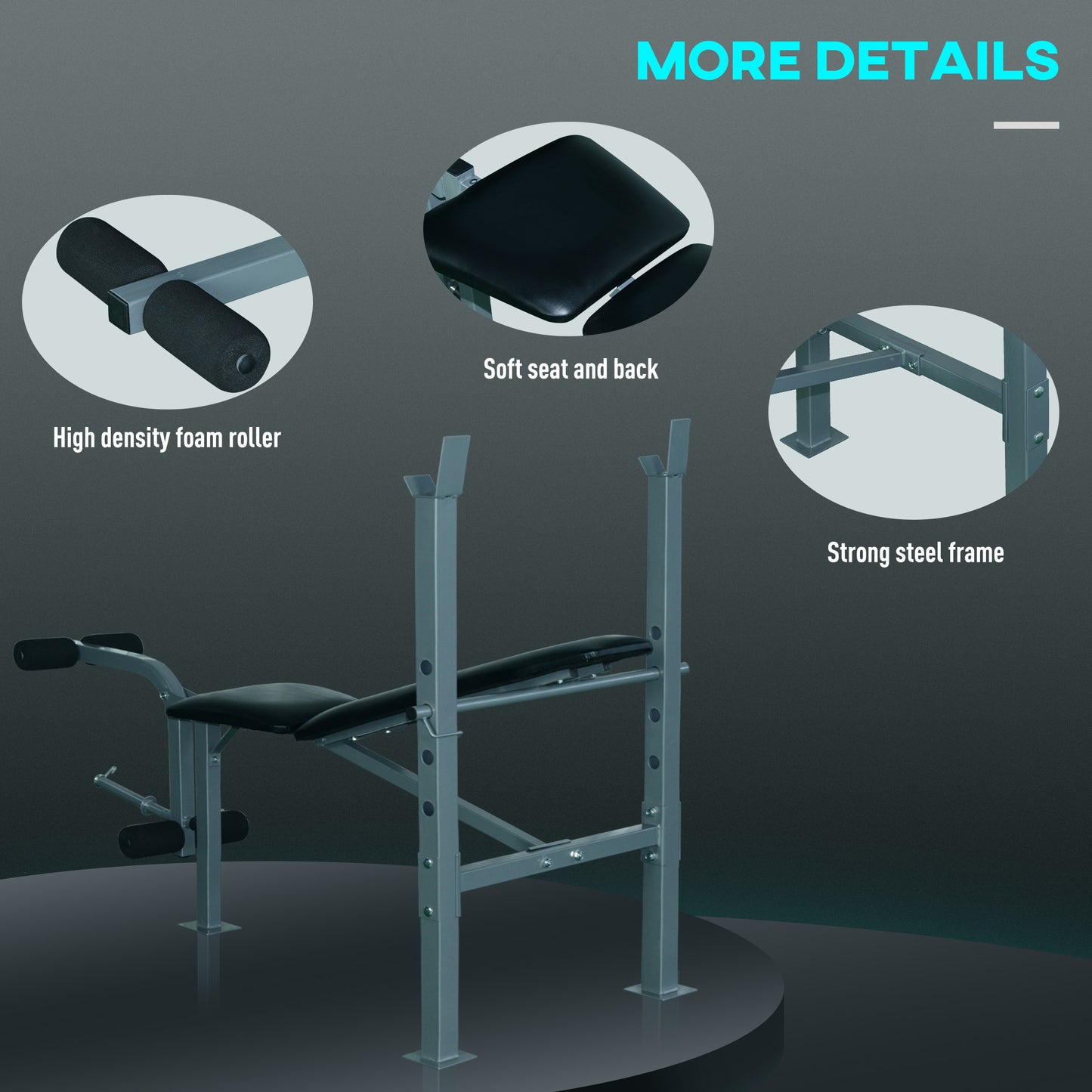 Soozier Incline Decline Weight Bench with Leg Extension and Barbell Rack, Adjustable Bench Press Weight Lifting Bench