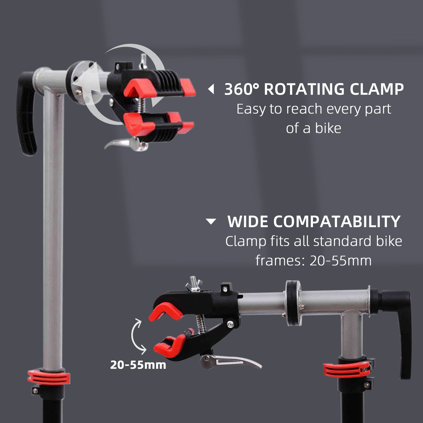 HOMCOM 47" To 75" Adjustable Bike Repair Stand Tool Tray Bicycle Cycle Rack Work