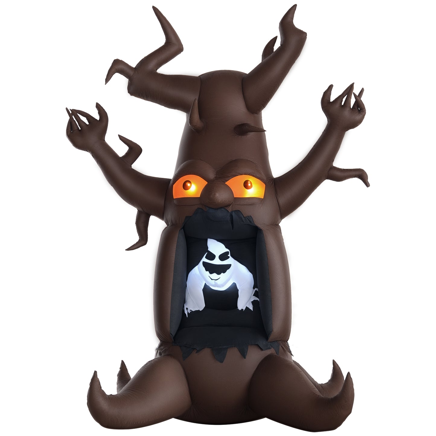 HOMCOM Inflatable Halloween Decoration Haunted Tree with Owl/Ghost/Pumpkins, Blow-Up Outdoor LED Display for Lawn, Garden, Party