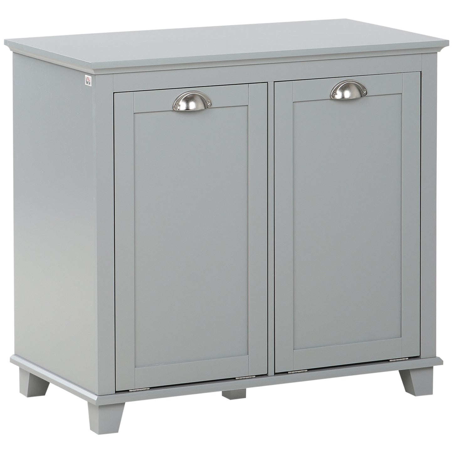 HOMCOM Tilt-Out Laundry Storage Cabinet, Bathroom Storage Organizer with Two-Compartment Tilt Out Hamper, White