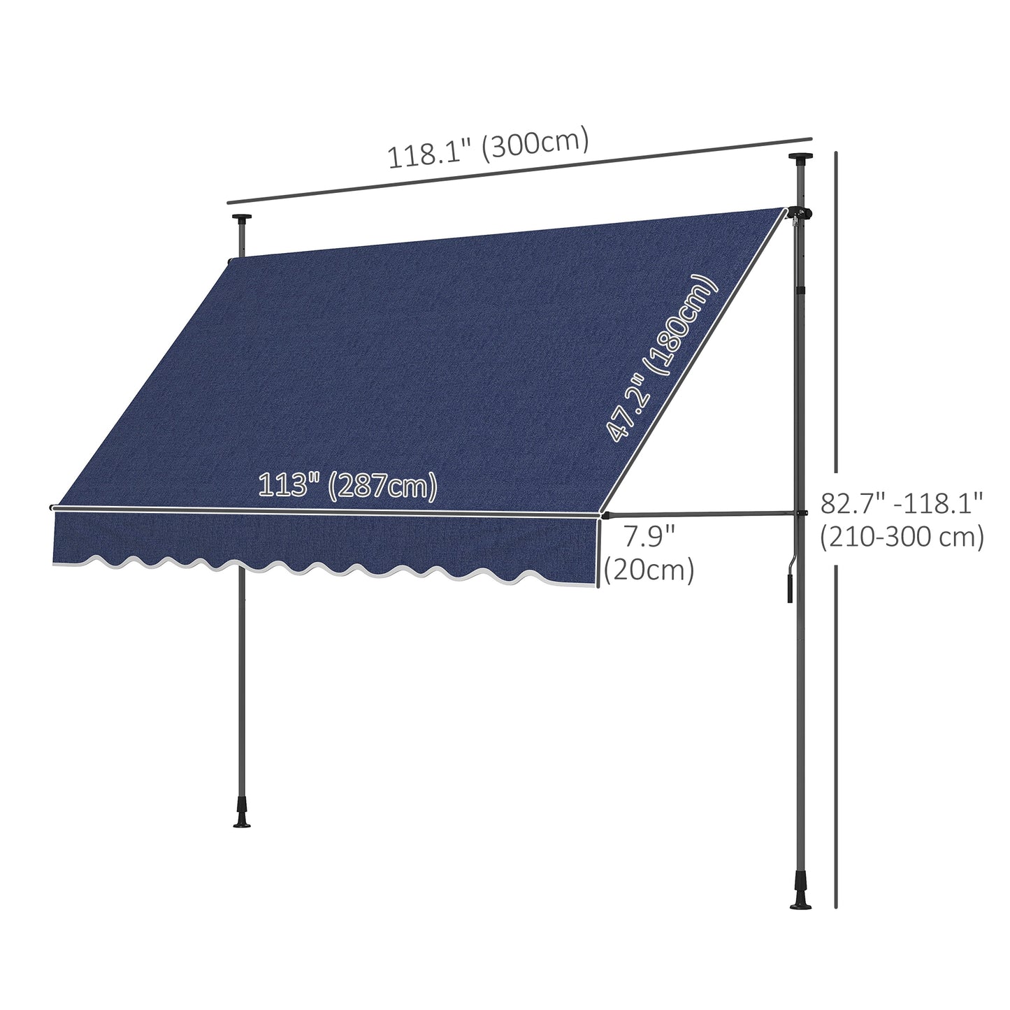 Outsunny 10' x 3' Manual Retractable Awning, Non-Screw Freestanding Patio Awning, UV Resistant, for Window or Door, Wine Red