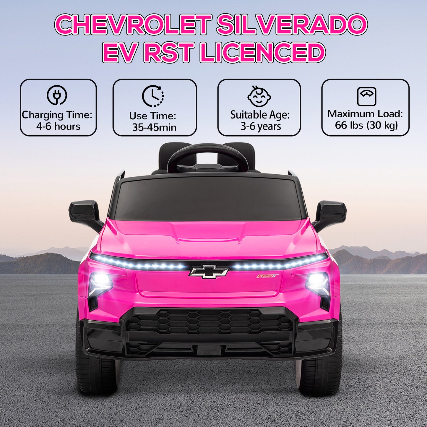 Qaba 12V CHEVROLET SILVERADO EV RST Licensed Kids Car w/ Remote, Spring Suspension, Soft Start, Training Wheels, Black