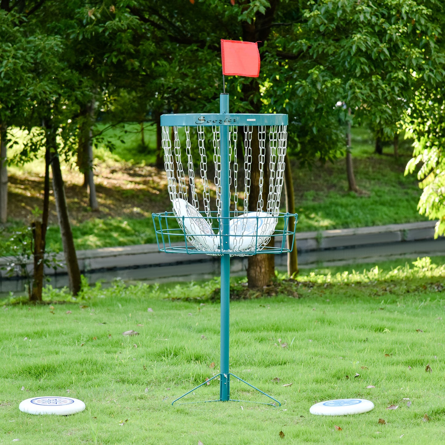 Soozier 24-Chain Portable Practice Basket for Disc Golf Target Stand Easy Assembly & Lightweight Basket w/ Carry Bag Navy Blue