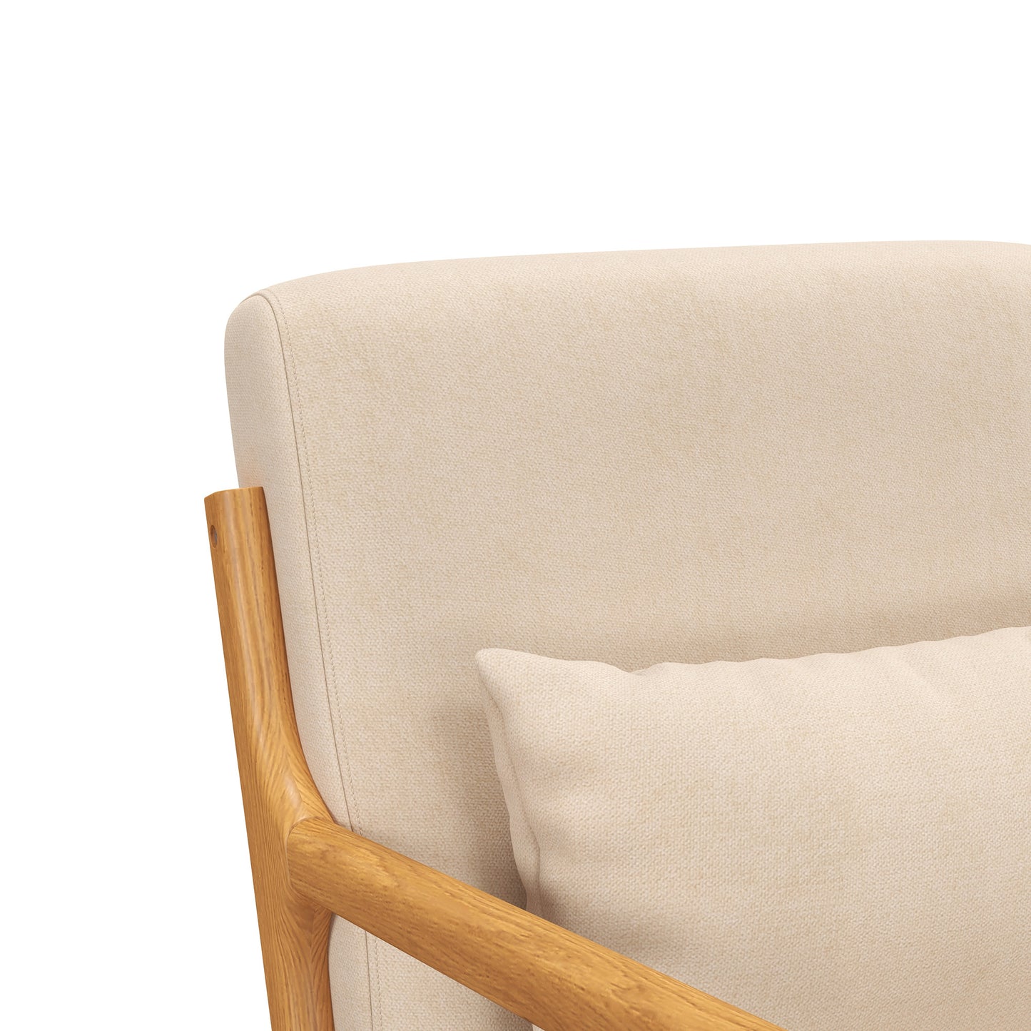 HOMCOM Armchair Upholstered Lounge Chair with Rubber Wood Frame Throw Pillows and Comfortable Cushion, White