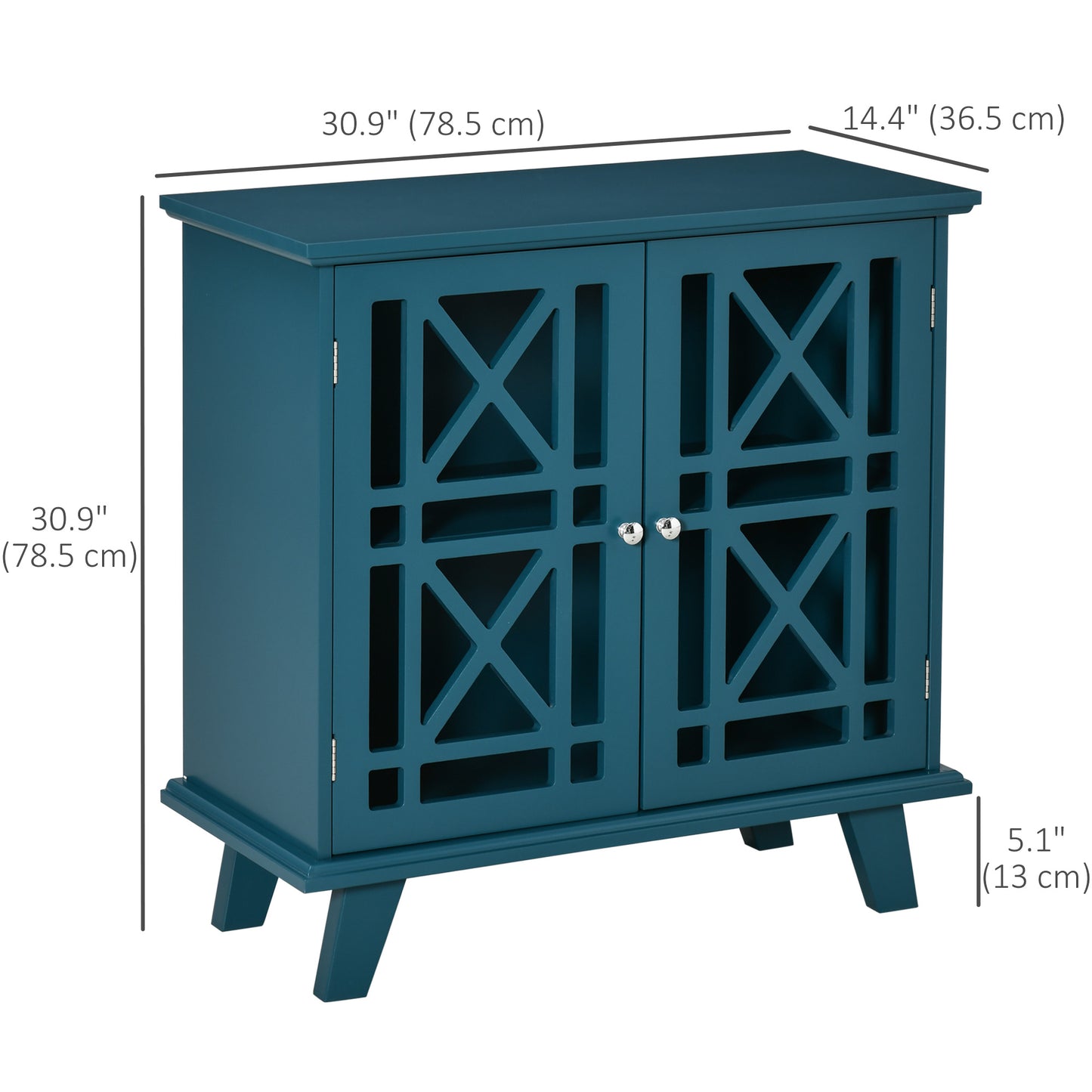 HOMCOM Storage Cabinet with Fretwork Doors and Shelf, Modern Freestanding Sideboard, Buffet, White
